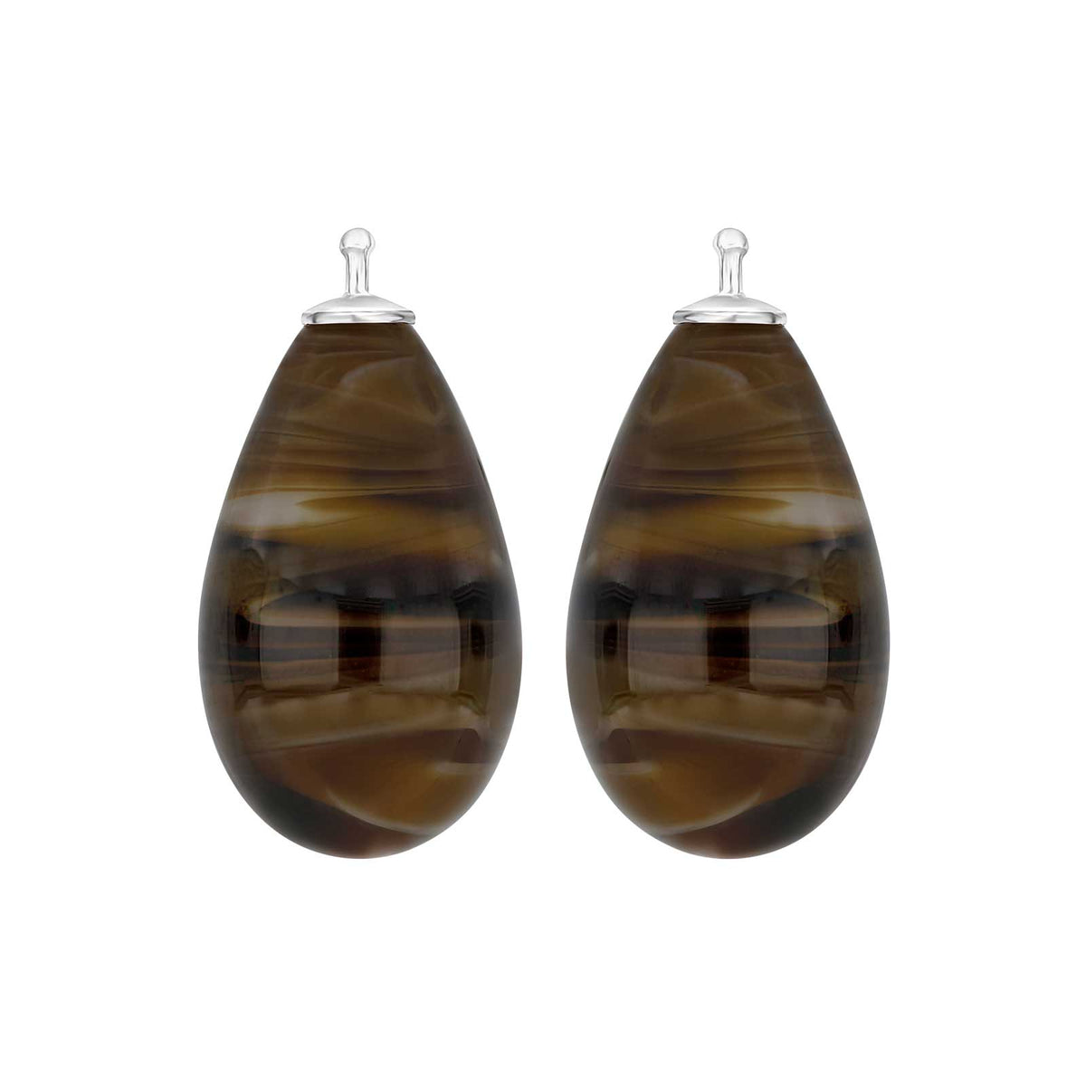 Elegante Heide Heinzendorff Tropfenohrringe aus Silber mit böhmischem Quarzglas und rauchfarbenem Quarz, 12 x 24 mm