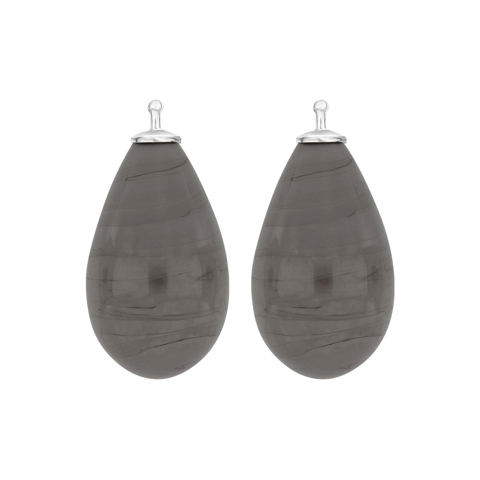Eleganter Heide Heinzendorff Ohrhänger aus Silber mit raffiniertem böhmischem Quarzglas-Tropfen und dunkelgrauem Rauchquarz, 12 × 24 mm – stilvoller Schmuck vom Schmuckzentrum.
