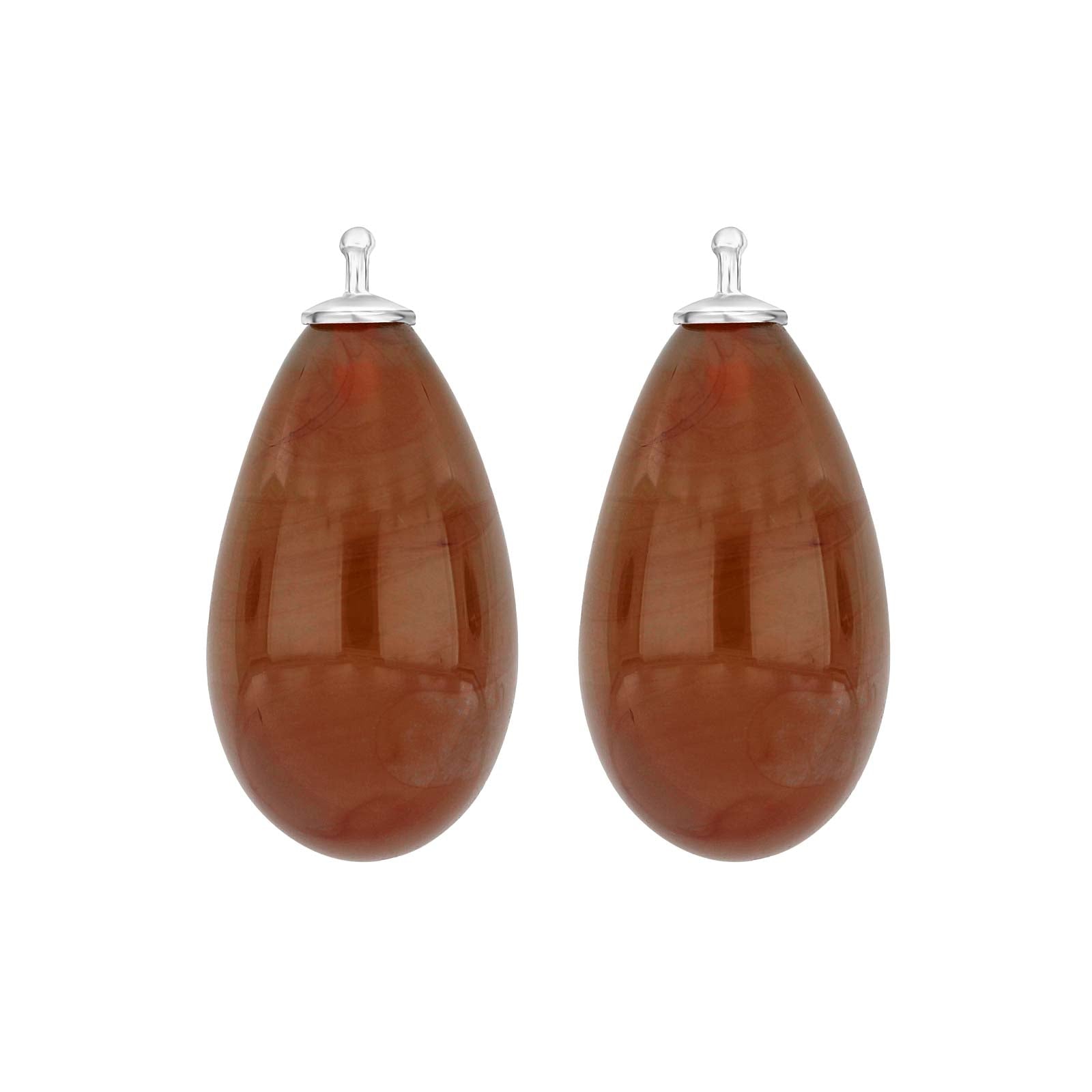 Elegante Heide Heinzendorff Tropfen-Ohrringe aus Silber mit böhmischem Quarzglas und raffiniertem braunrotem Quarz.