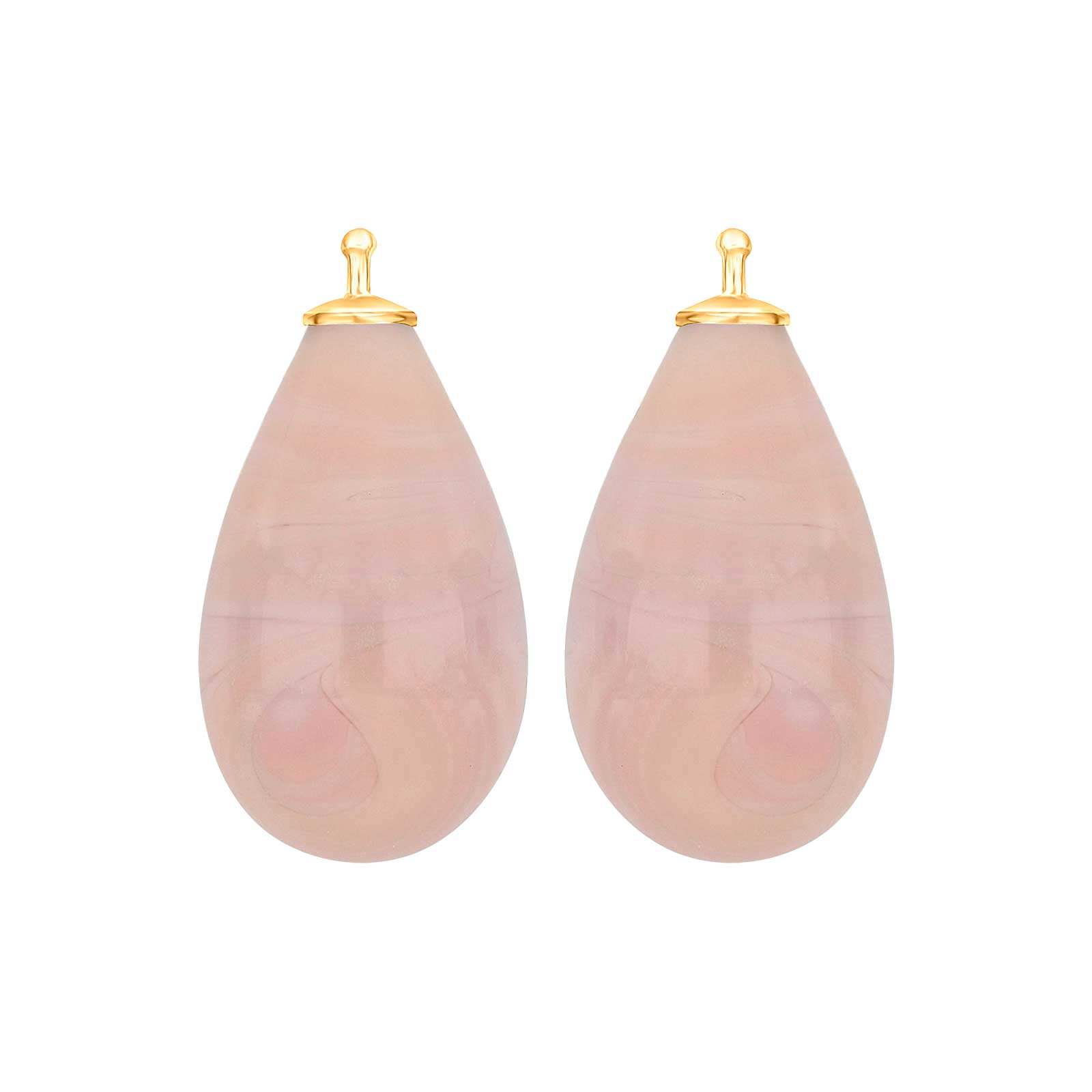 Heide Heinzendorff elegante Ohrringe mit böhmischen Quarzglas-Tropfen aus vergoldetem Silber und stilvollen rosafarbenen Quarztropfen, 12 x 24 mm