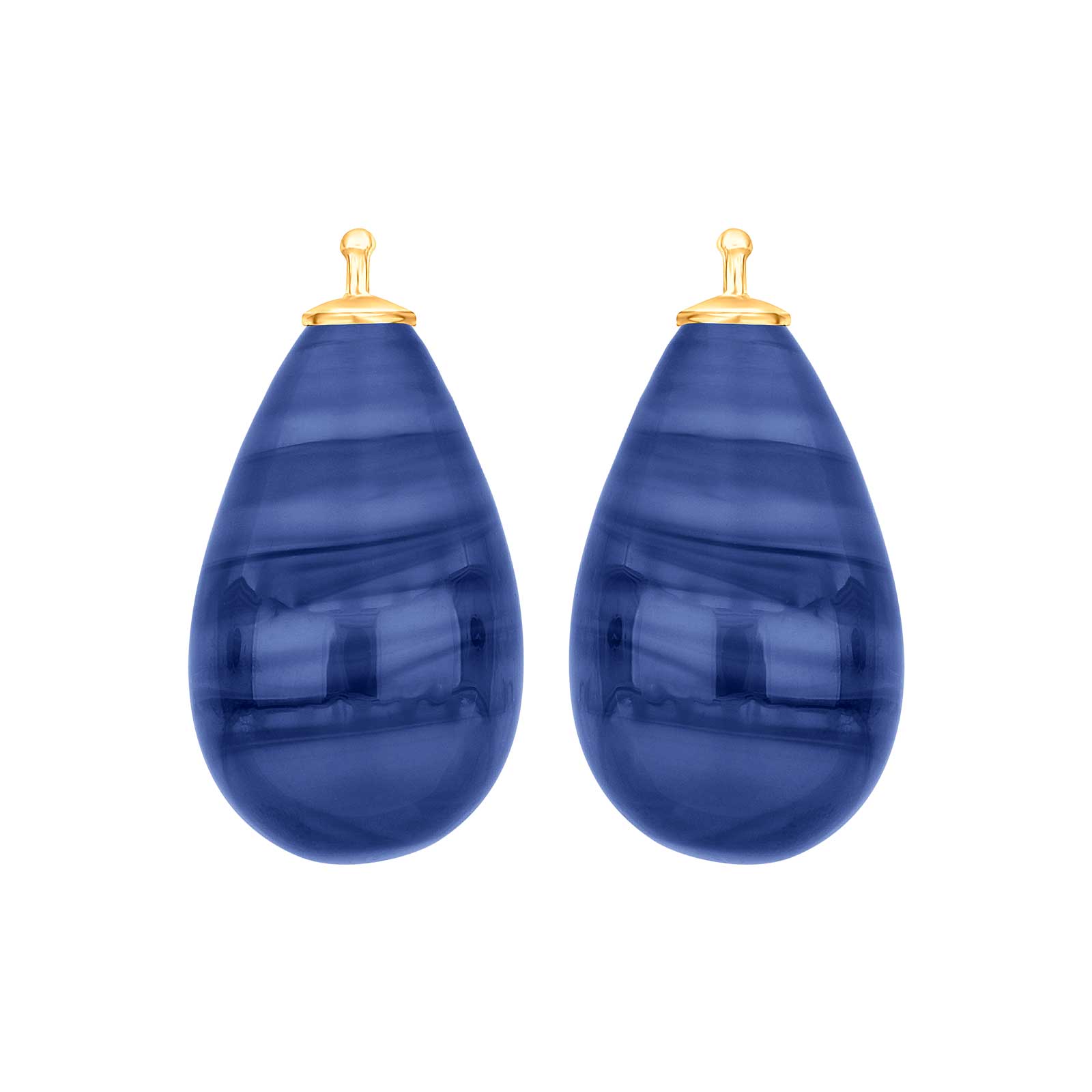 Eleganter Heide Heinzendorff System-Anhänger in Tropfenform aus böhmischem Quarzglas, vergoldetem Silber und blauem Quarz – stilvoll präsentiert im Schmuckzentrum.