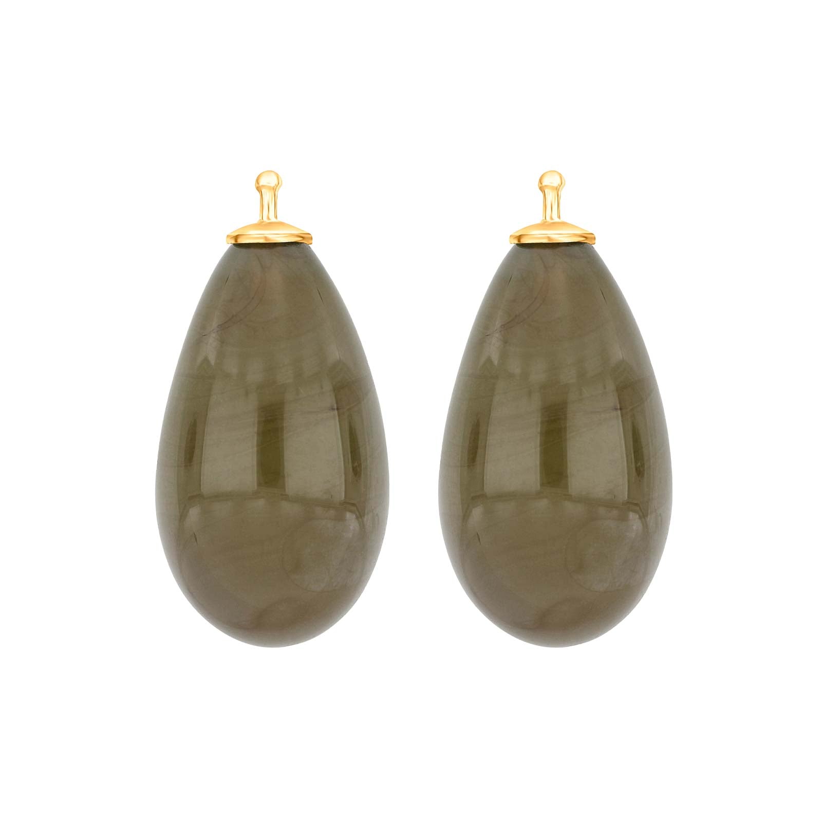 Elegante Heide-Heinzendorff-Tropfenohrringe aus böhmischem Quarzglas, gefertigt aus vergoldetem Silber mit raffiniertem graubraunem Taupequarz – stilvoll und zeitlos vom Schmuckzentrum.