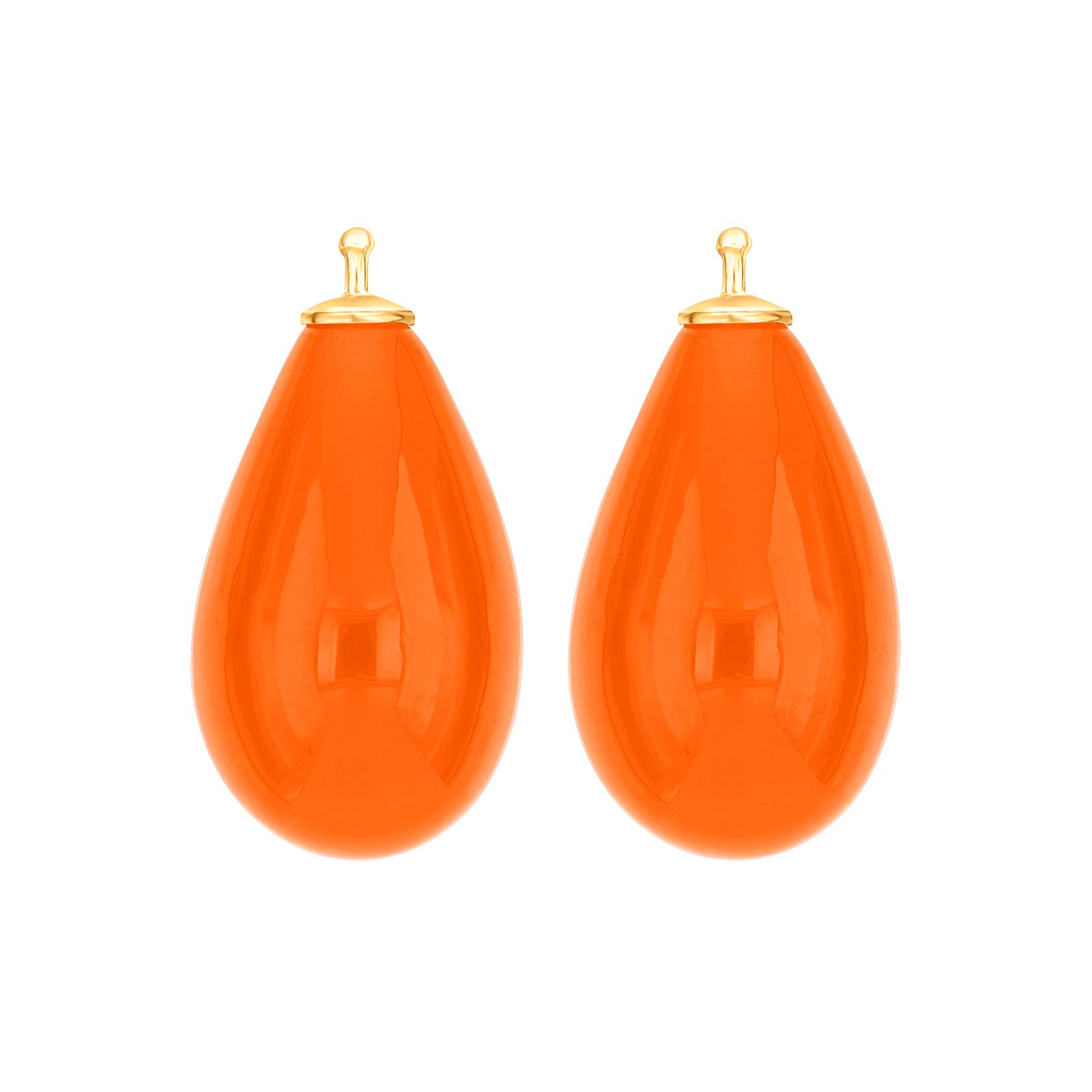 Eleganter Heide Heinzendorff Tropfenanhänger aus böhmischem Quarzglas in vergoldetem Silber mit orangefarbenem Quarz – ein stilvolles und raffiniertes Schmuckstück.