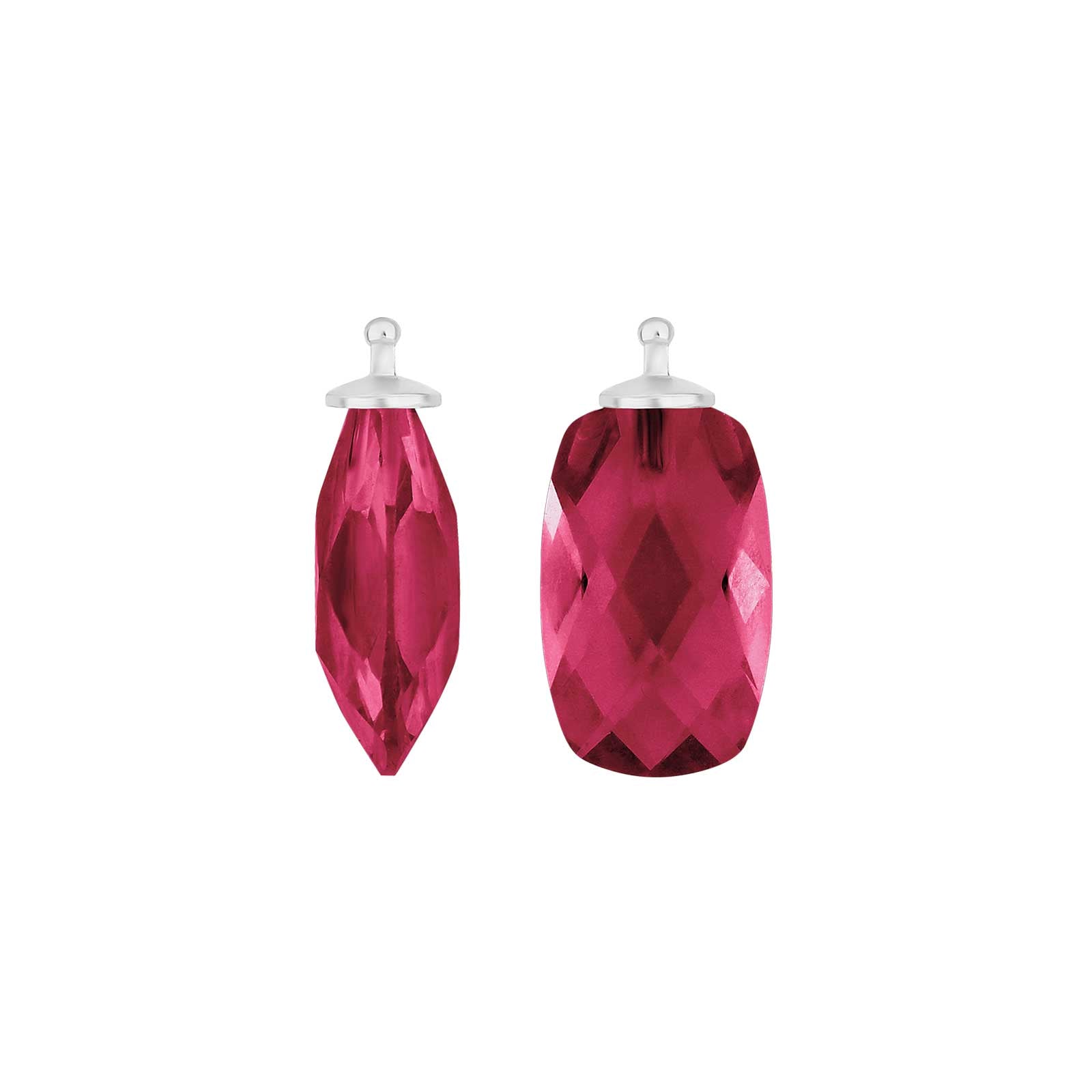 Eleganter Heide Heinzendorff Anhänger aus Silber mit pink-rotem Quarzglas in länglichem, raffiniertem Design.