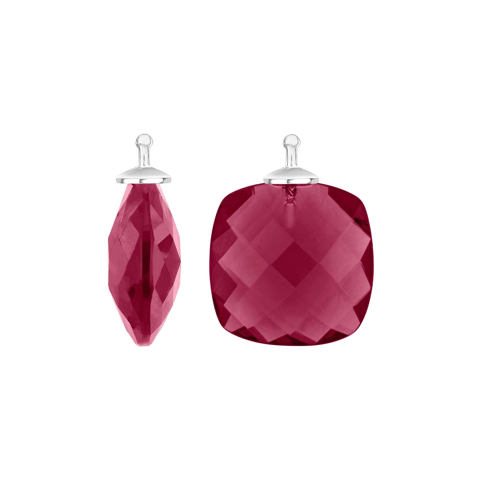 Eleganter Heide-Heinzendorff-Systemanhänger für Ohrringe aus Silber mit quadratisch geschliffenem, facettiertem violettem Quarzglas – stilvoll und raffiniert vom Schmuckzentrum.