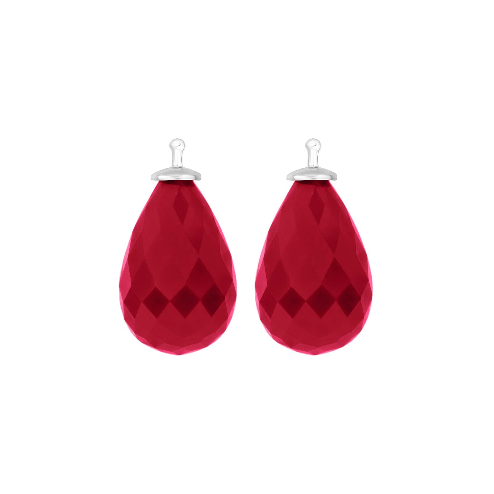 Eleganter Heide Heinzendorff System-Anhänger für Ohrringe aus rhodiniertem Silber mit tropfenförmigem, pink-rot facettiertem Quarzstein in 11 x 17 mm – ein stilvolles und raffiniertes Schmuckstück aus dem Schmuckzentrum.
