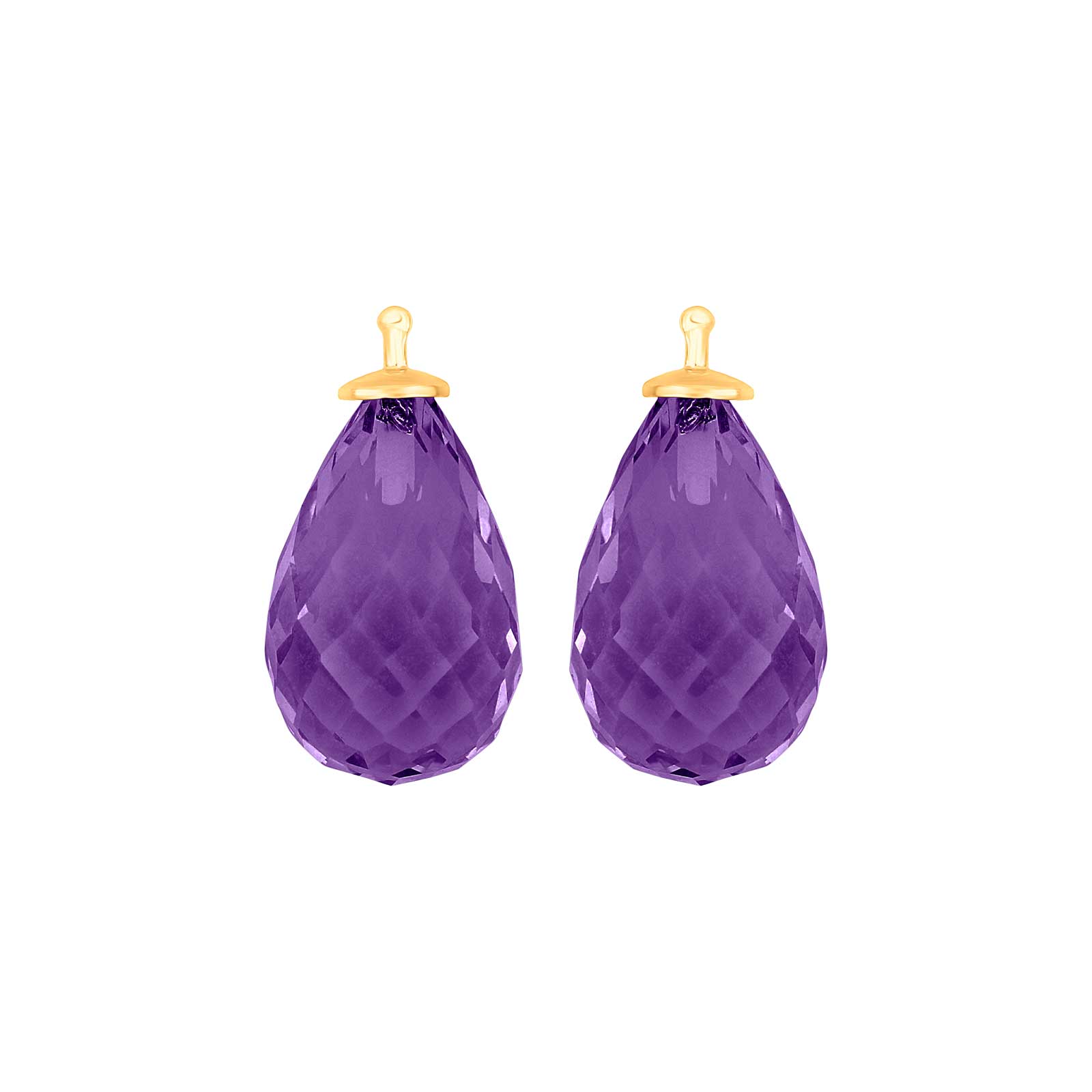 Heide Heinzendorff elegante Ohrringe aus vergoldetem Silber mit facettiertem violettem Quarzglas in Farbe 32