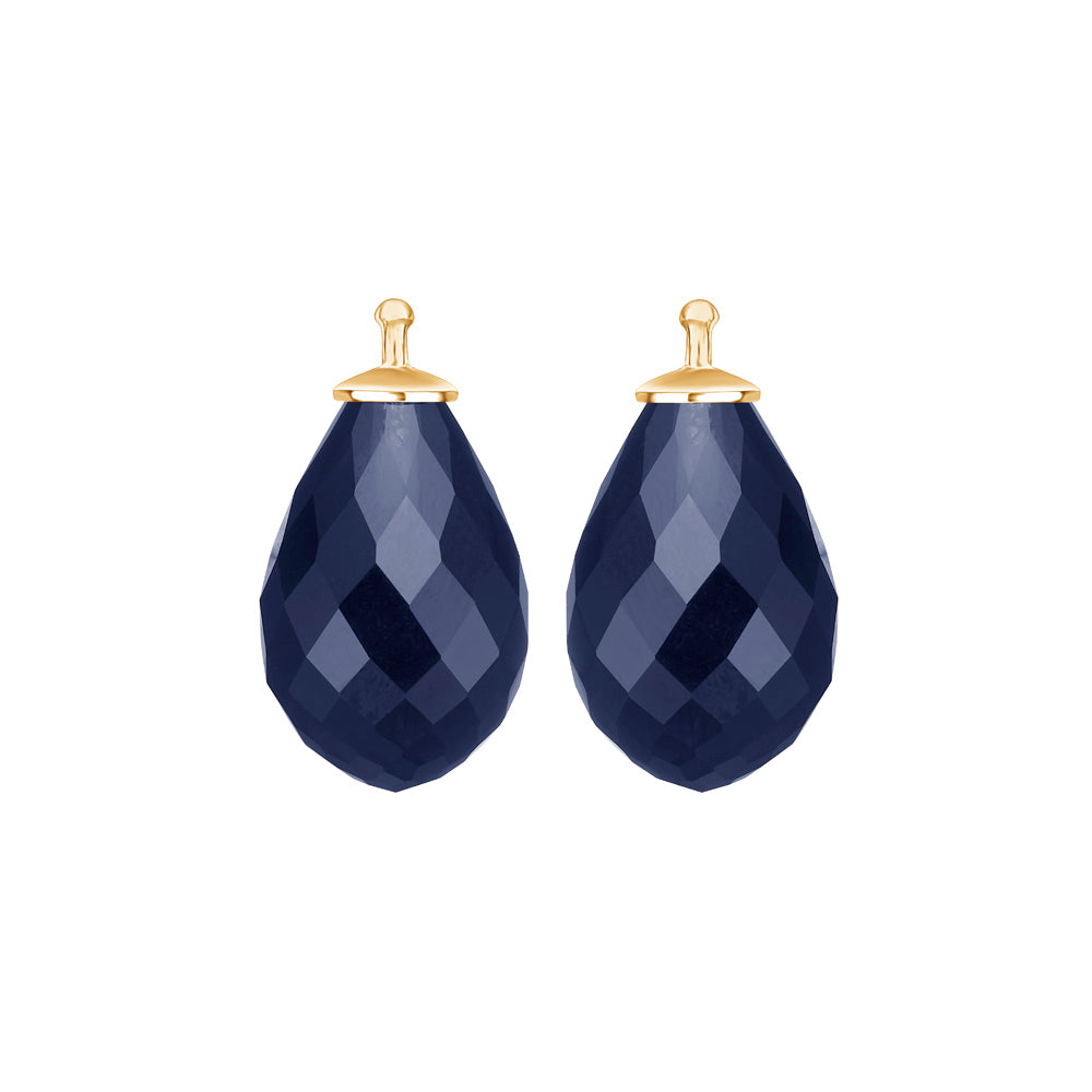 Eleganter Heide Heinzendorff Anhänger aus facettiertem blauem Quarzglas und vergoldetem Silber – stilvoll und zeitlos.