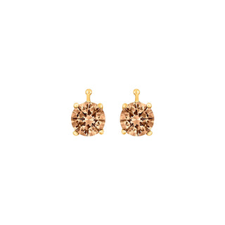 Heide Heinzendorff Ohrstecker aus vergoldetem Silber mit facettiertem Kristallglas in warmem Goldorange und weißen Zirkonia, 7 mm – elegante, stilvolle Systemohrringe für Damen.