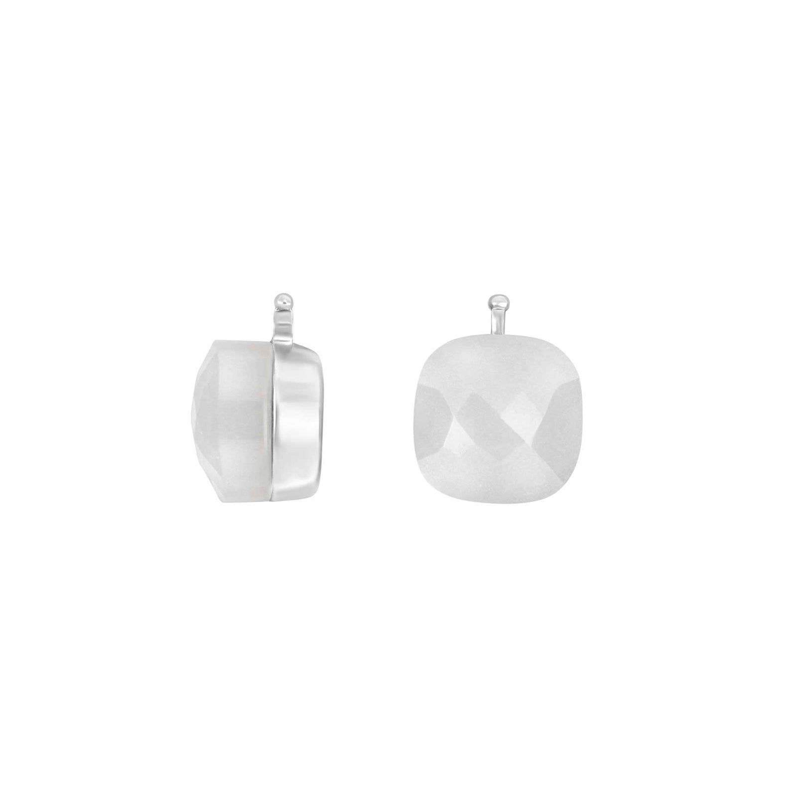 Heide Heinzendorff elegante, facettierte Quarzglas-Ohrringe aus Silber mit weißem Quarz, 10 x 10 mm