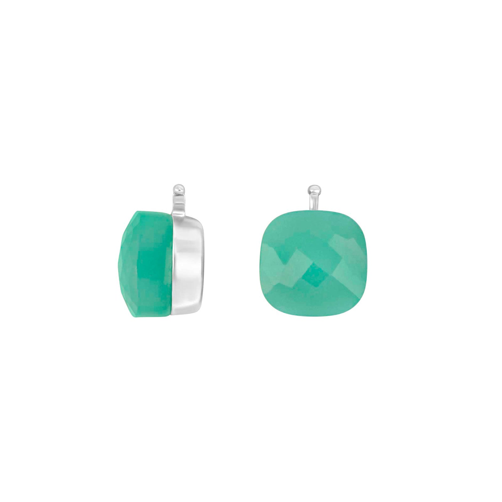 Heide Heinzendorff elegante Ohrringe aus weißem Quarzglas in rhodiniertem Silber mit facettiertem 10 × 10 mm Quarz – ein stilvolles und zeitloses Schmuckstück vom Schmuckzentrum.