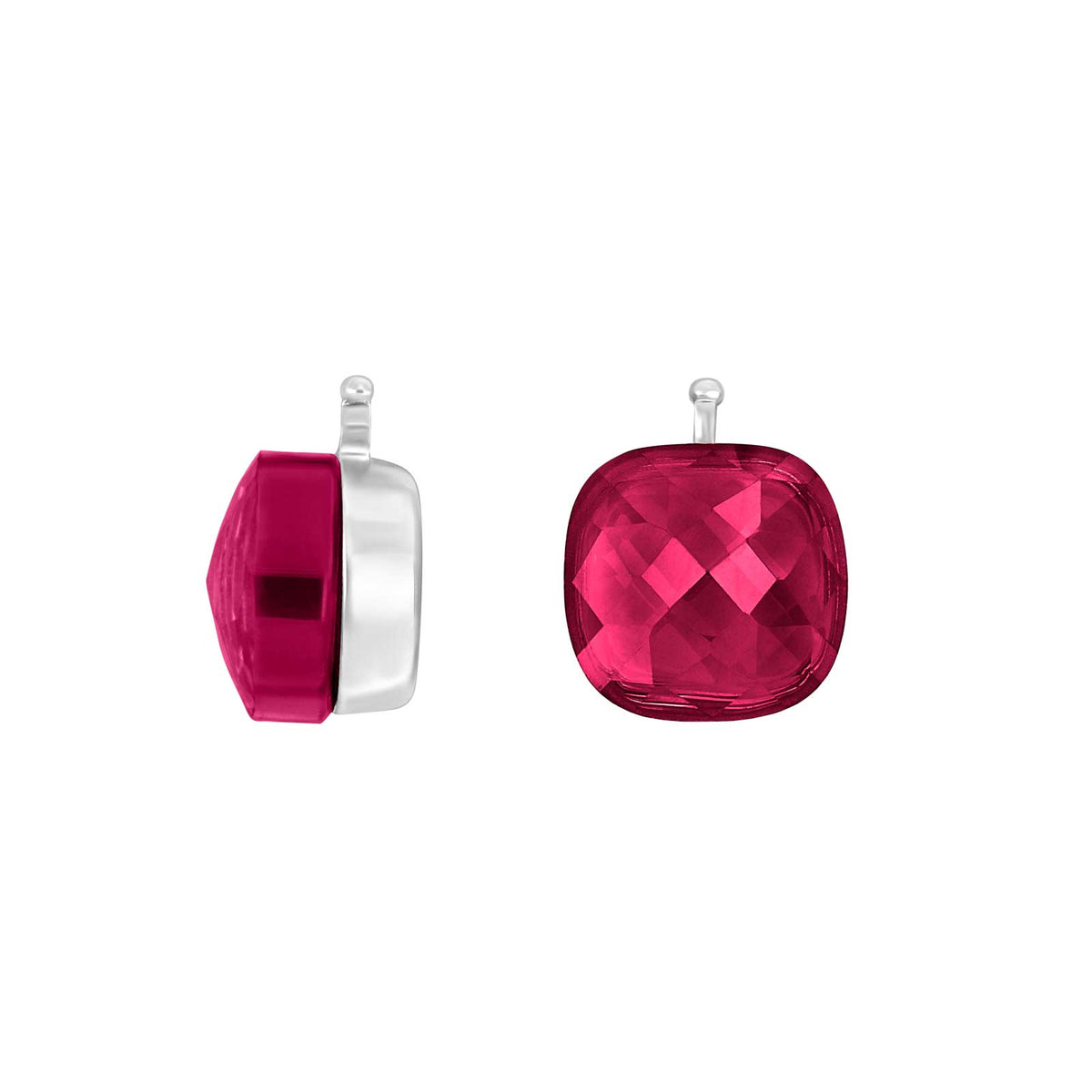 Eleganter Heide Heinzendorff System-Anhänger für Ohrringe aus Silber mit quadratischem, facettiertem weißem Quarz, 12 × 12 mm