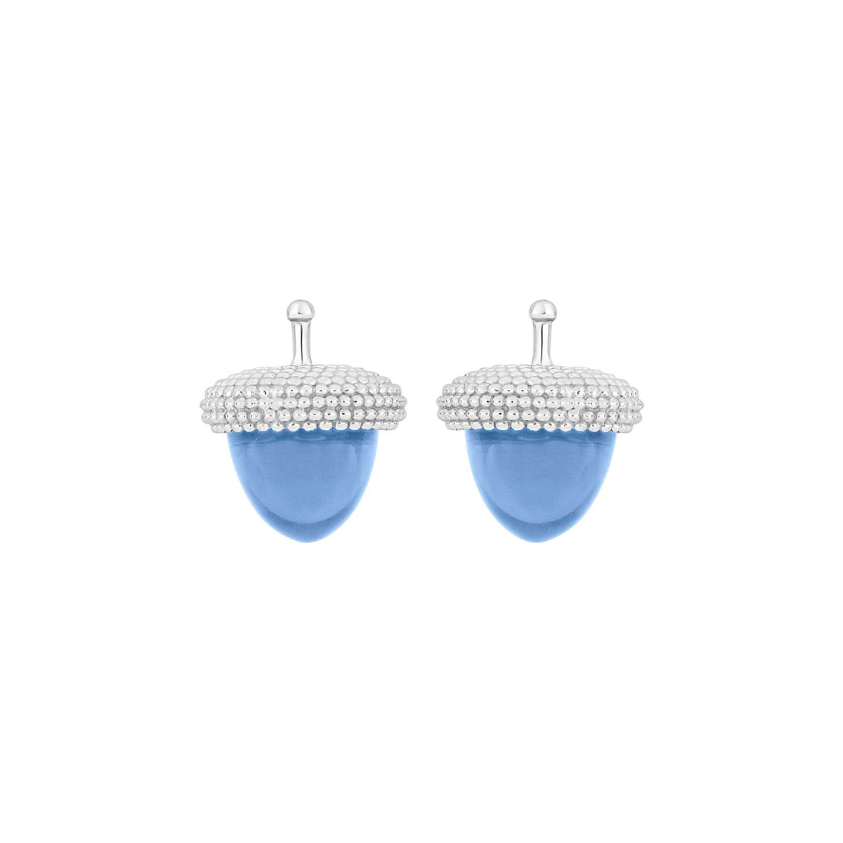 Elegante Heide-Heinzendorff-Ohrringe in stilvoller Eichelform aus Silber mit blauem Quarz – ein raffiniertes und zeitloses Schmuckstück.