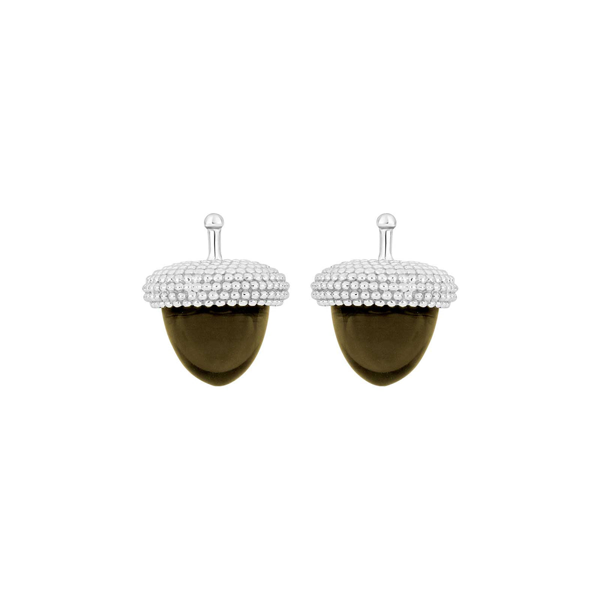 Elegante, tropfenförmige Silberohrringe von Heide Heinzendorff mit dunklem Quarz, 8 × 11 mm