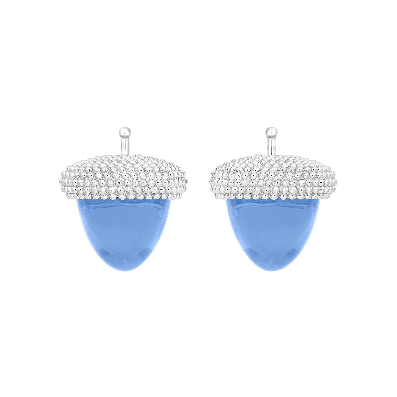 Eleganter Heide Heinzendorff Eichel-Anhänger aus Quarzglas und Silber mit blauem Quarz
