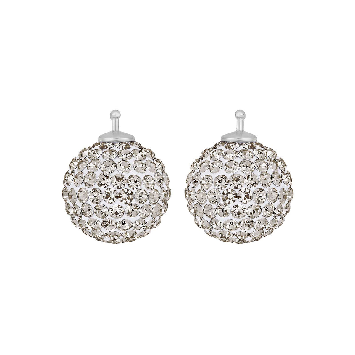 Elegante Heide Heinzendorff Pavé-Kugelohrringe aus rhodiniertem Silber mit funkelnden Zirkonia – ein stilvolles und zeitloses Schmuckstück.