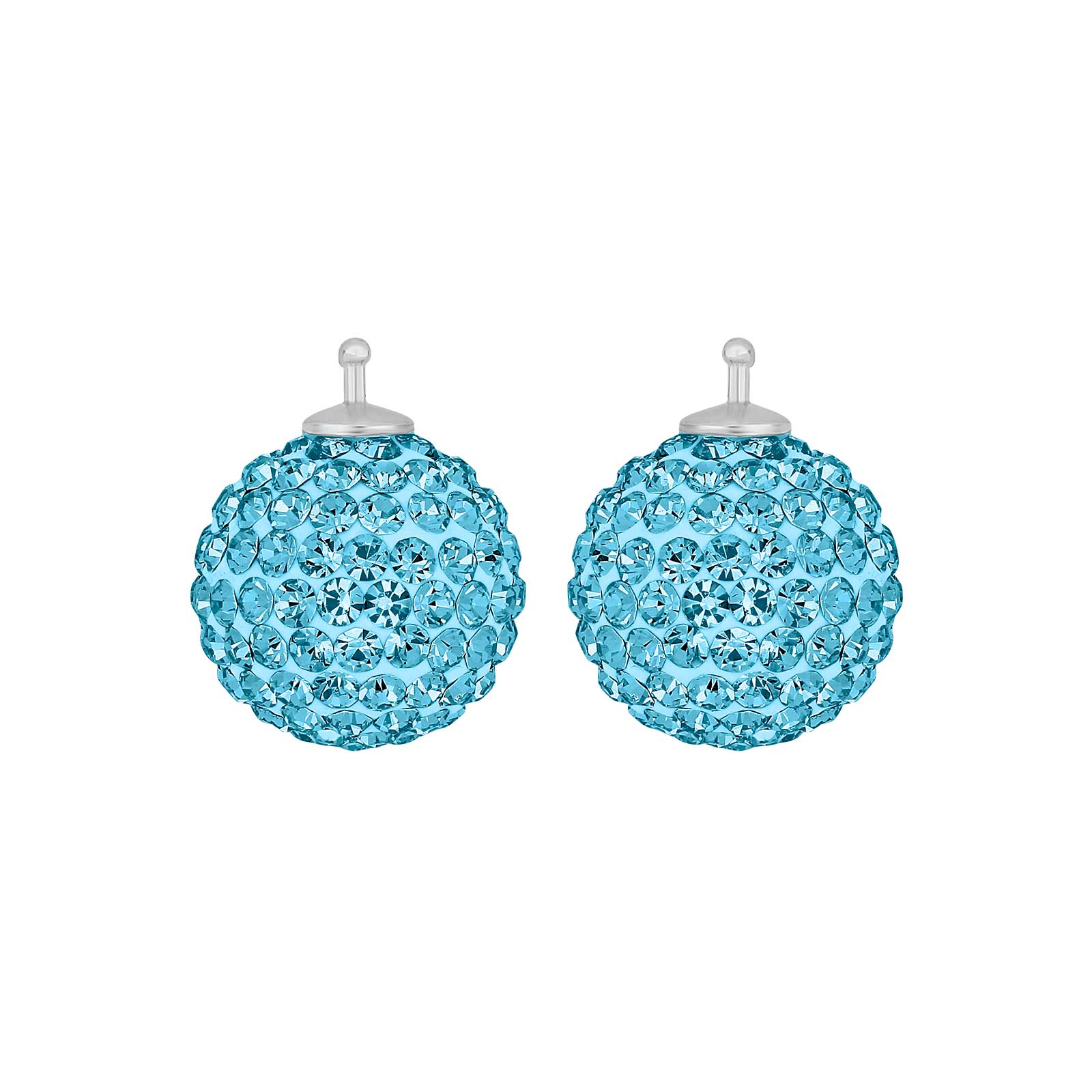 Elegante Pavé-Kugelohrringe von Heide Heinzendorff aus Silber, verziert mit hellblauen Zirkonia.