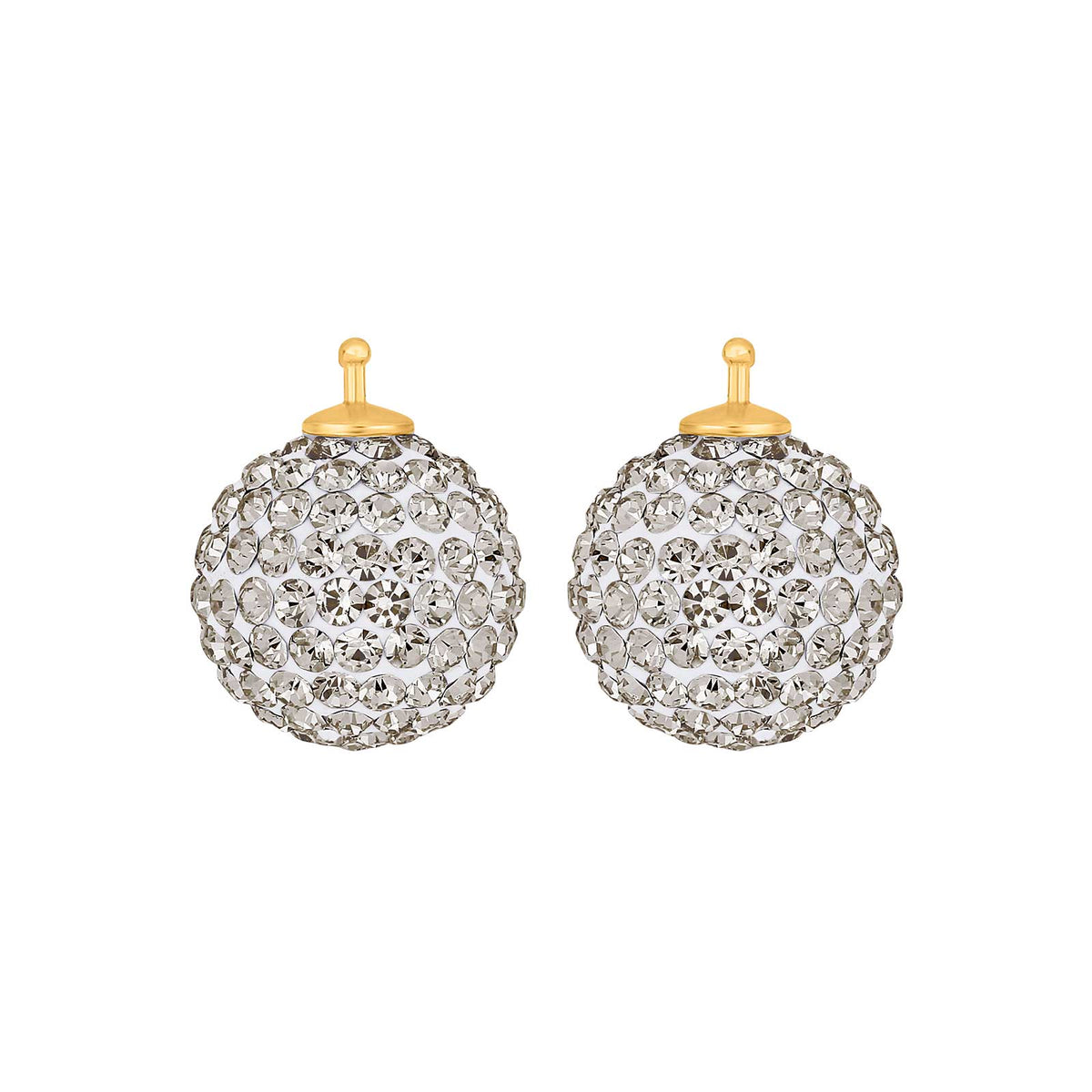 Elegante Pavé-Kugelohrringe aus vergoldetem Silber mit funkelnden Zirkonia, 14 mm
