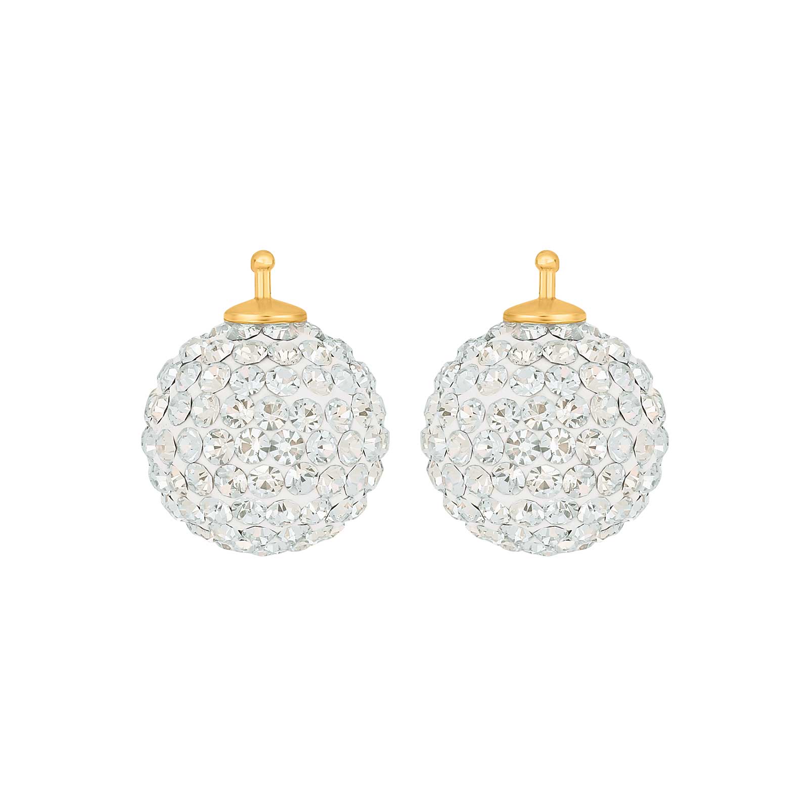 Elegante Heide Heinzendorff Pavé-Kugelohrringe aus vergoldetem Silber mit funkelnden Zirkonia, Durchmesser 14 mm.