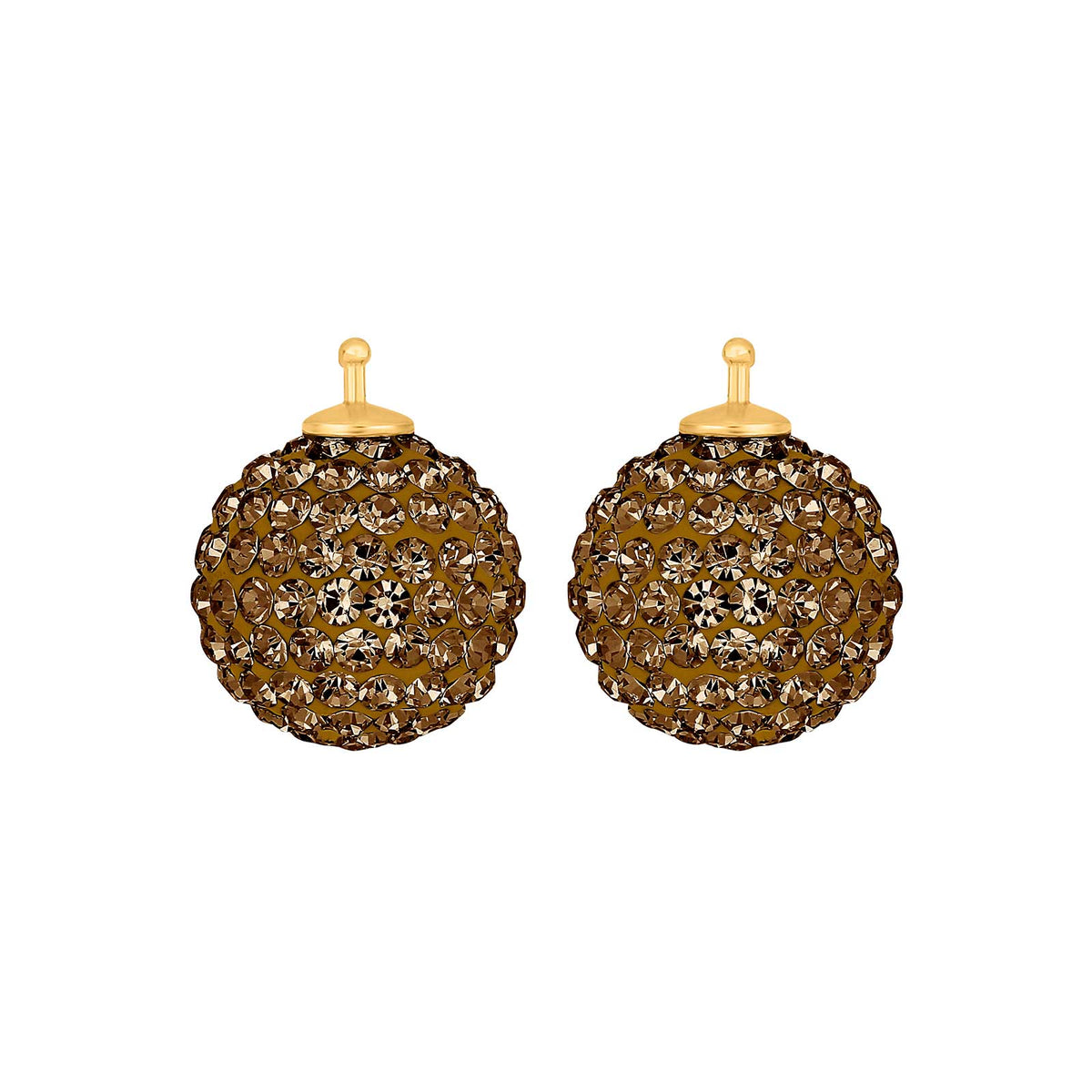 Elegante Heide Heinzendorff Pavé-Kugelohrringe aus vergoldetem Silber mit funkelnden braunen Zirkonia – stilvoll und zeitlos.