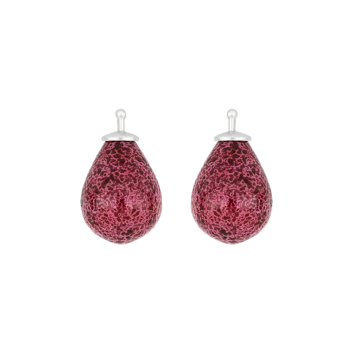 Heide-Heinzendorff-Tropfenanhänger für Ohrringe aus Silber mit einem eleganten, dunkelrosa Quarzstein in Tropfenform – stilvoll und raffiniert.