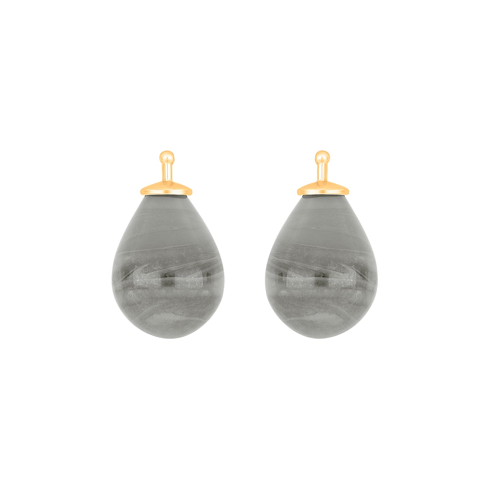 Eleganter Heide-Heinzendorff-Tropfen-Ohrringanhänger aus böhmischem Quarzglas und vergoldetem Silber mit grauem Quarz – stilvoll präsentiert vom Schmuckzentrum.