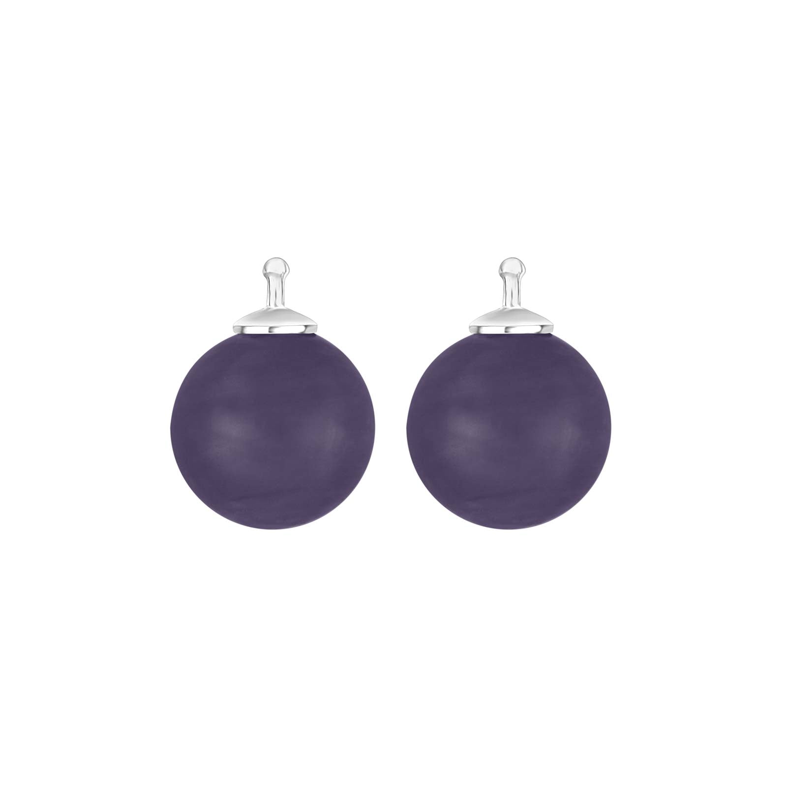 Eleganter Heide Heinzendorff System-Anhänger für Ohrringe mit böhmischer Quarzglaskugel aus rhodiniertem Silber und raffiniertem violettem Quarz