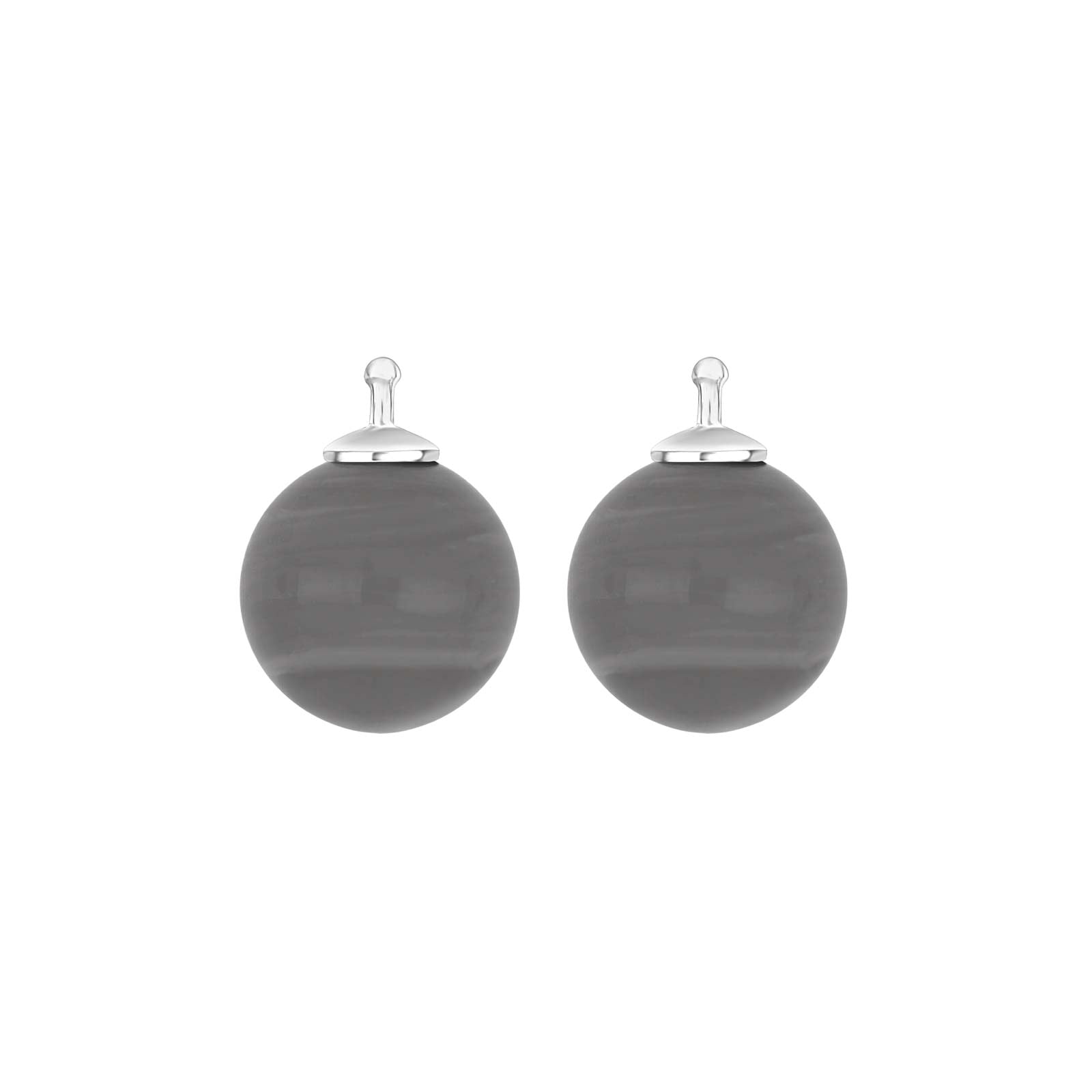 Heide Heinzendorff Ohrring-Anhänger aus Silber mit runden, grauen Quarzsteinen von 12 mm – ein elegantes und zeitloses Schmuckstück.