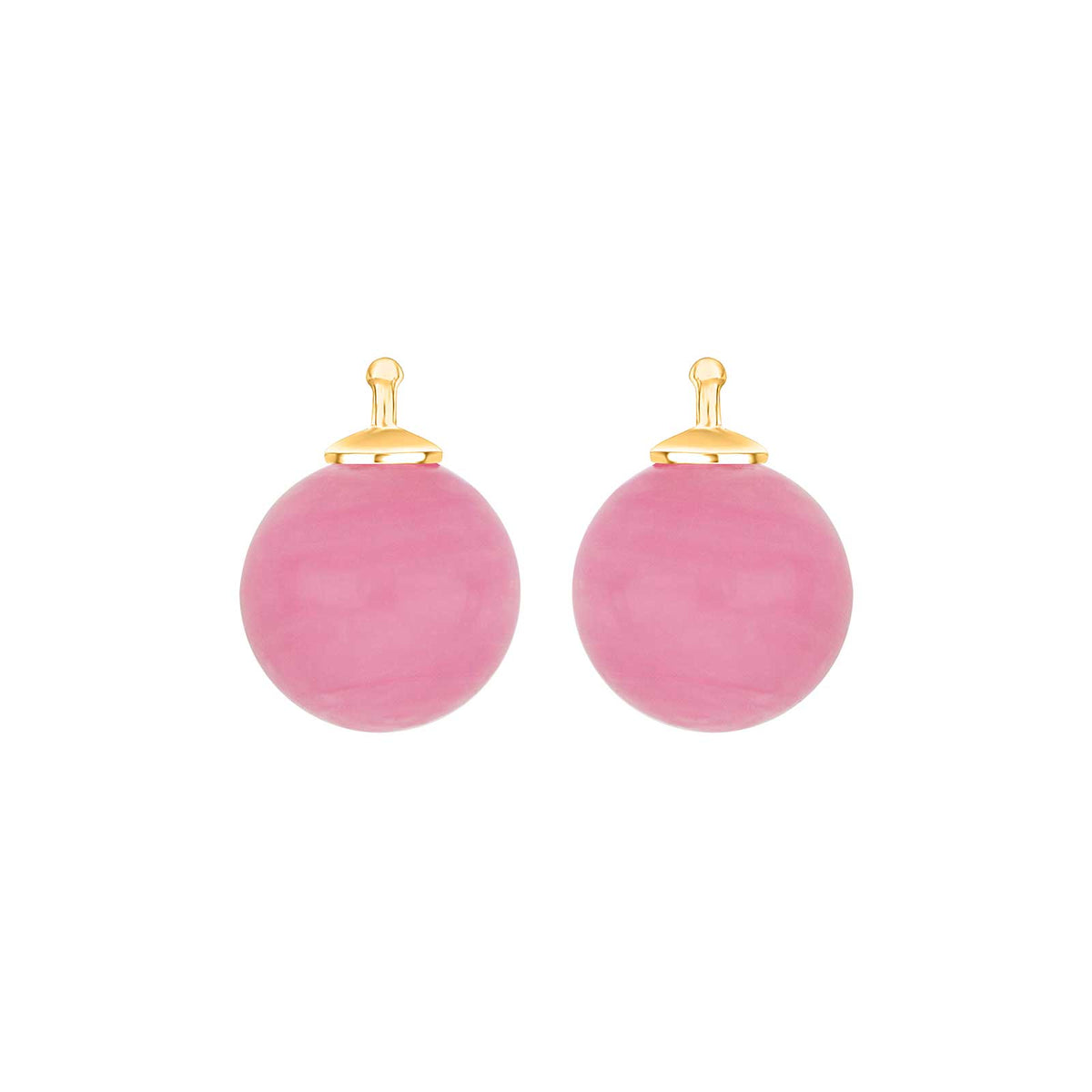 Eleganter Heide Heinzendorff Quarz-Anhänger für Ohrringe aus vergoldetem Silber mit einem 12 mm großen, runden pinken Quarz – stilvoll und raffiniert.