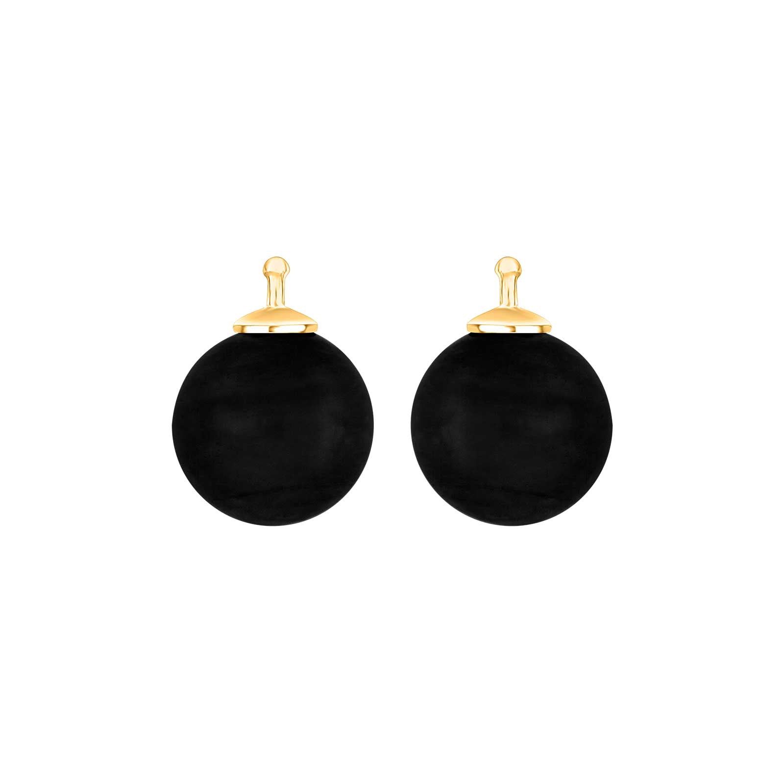 Eleganter Heide-Heinzendorff-Quarzglas-Anhänger für Ohrringe aus vergoldetem Silber mit raffiniertem schwarzem Quarz, 12 mm