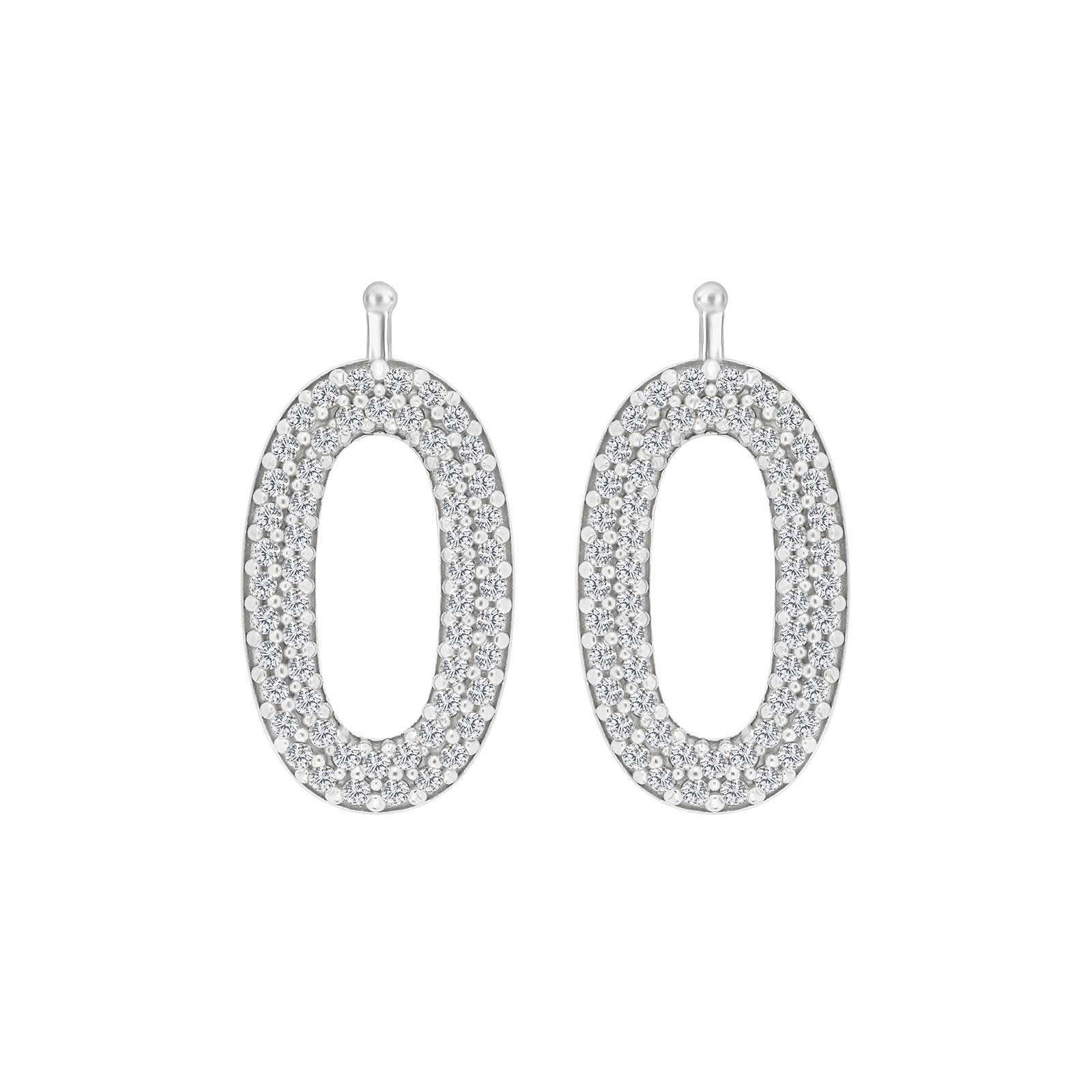 Eleganter ovaler Systemanhänger von Heide Heinzendorff aus Silber mit funkelnden klaren Zirkonia, 12 x 19 mm – stilvoll präsentiert vom Schmuckzentrum.
