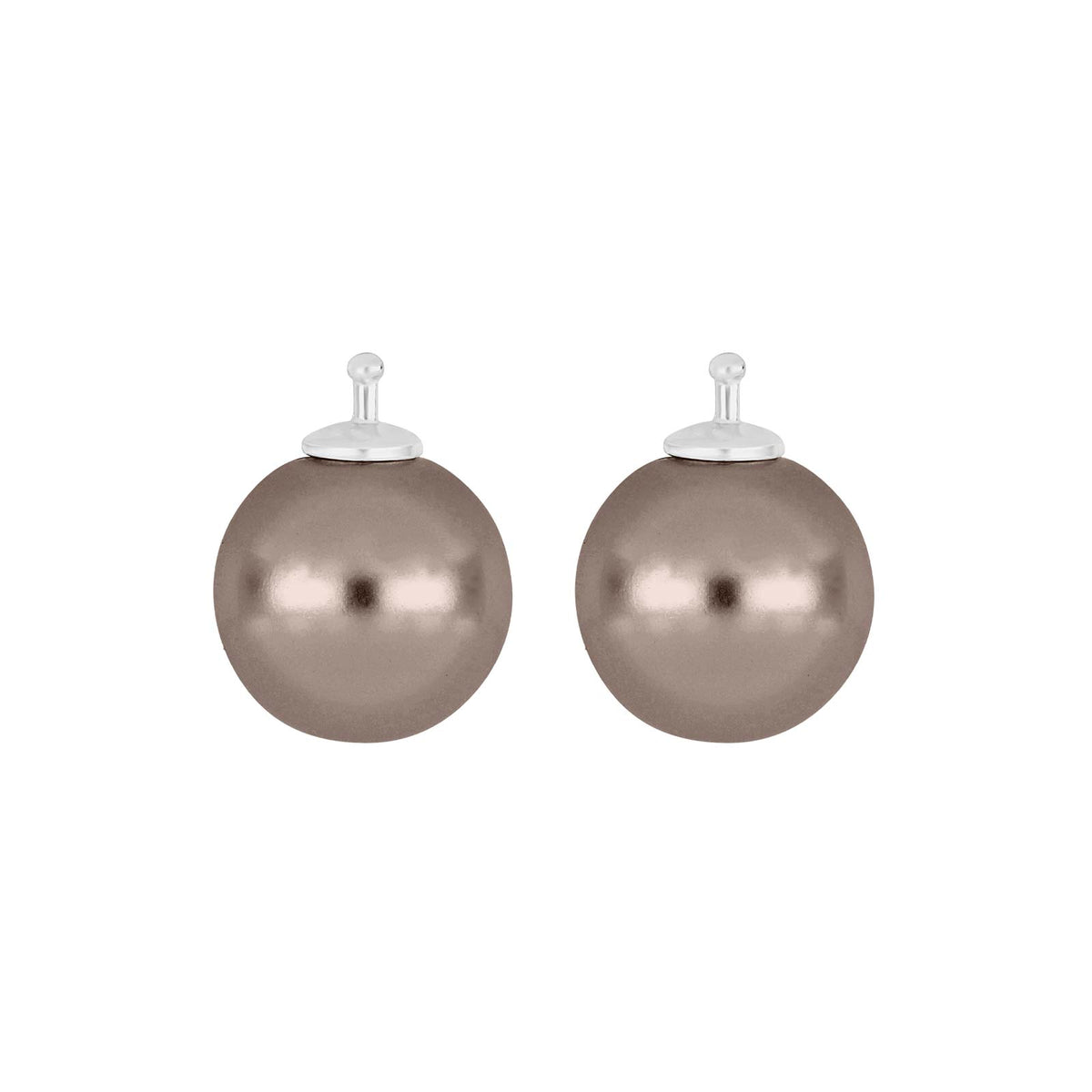 Heide Heinzendorff Mallorca Perlen-System-Ohrhänger aus Silber mit 12 x 12 mm großen graubraunen Perlen – elegante und stilvolle Schmuckstücke.