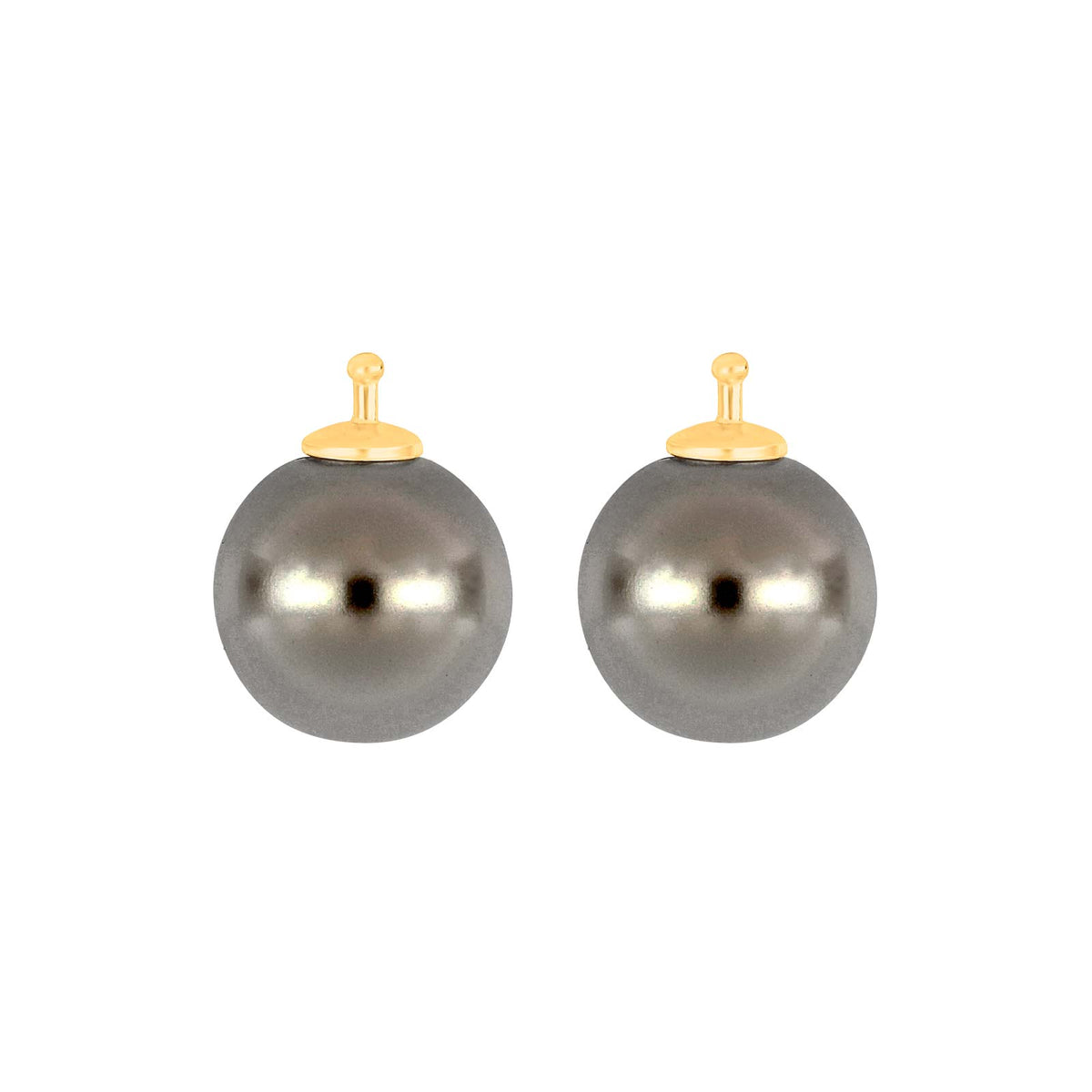 Elegante Heide Heinzendorff Mallorca System-Anhänger für Ohrringe aus vergoldetem Silber mit runden, dunkelgrauen Perlen, 12 × 12 mm – stilvoll beim Schmuckzentrum.