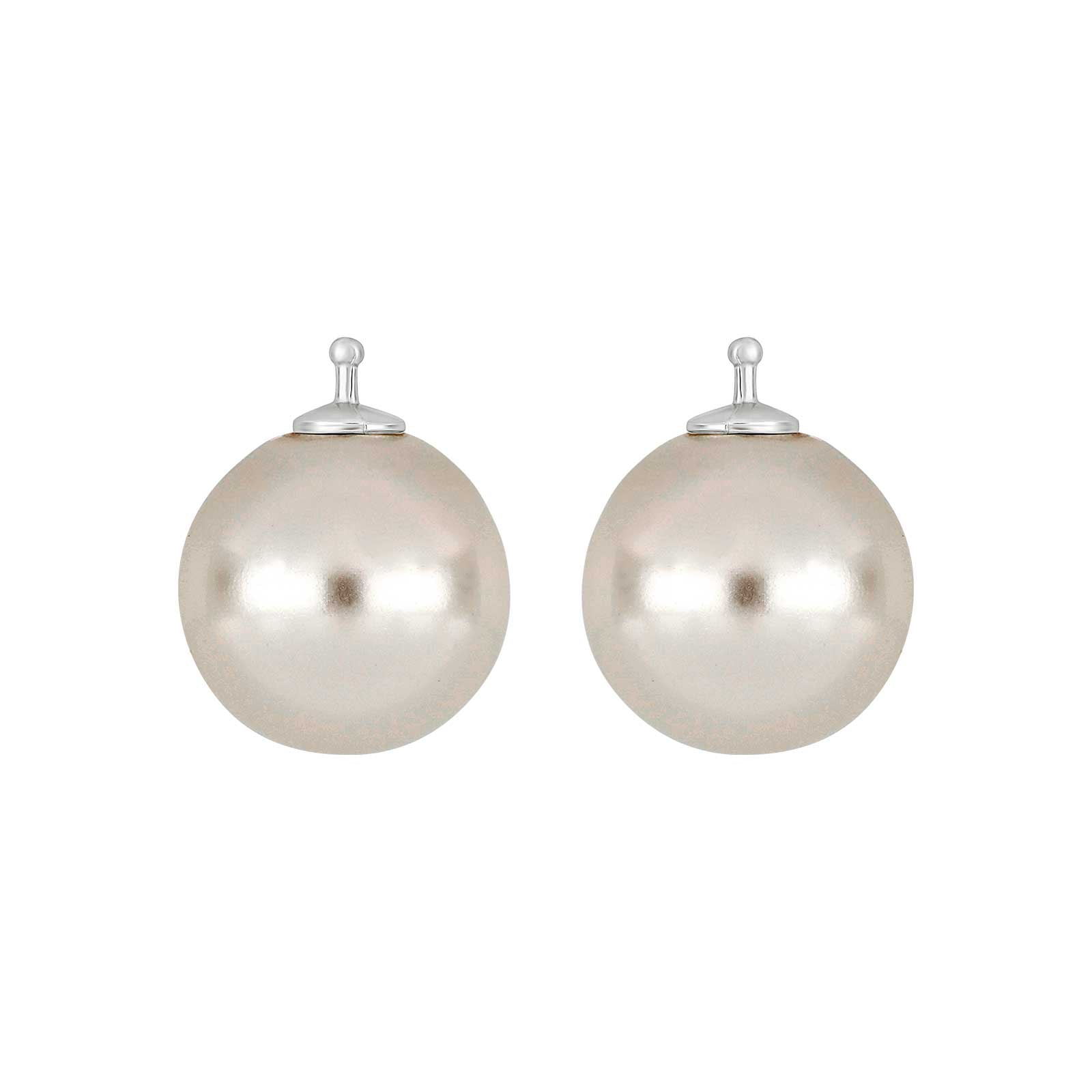 Elegante Heide Heinzendorff Mallorca Perle System-Ohrhänger aus Silber mit weißen Perlen, 14 × 14 mm