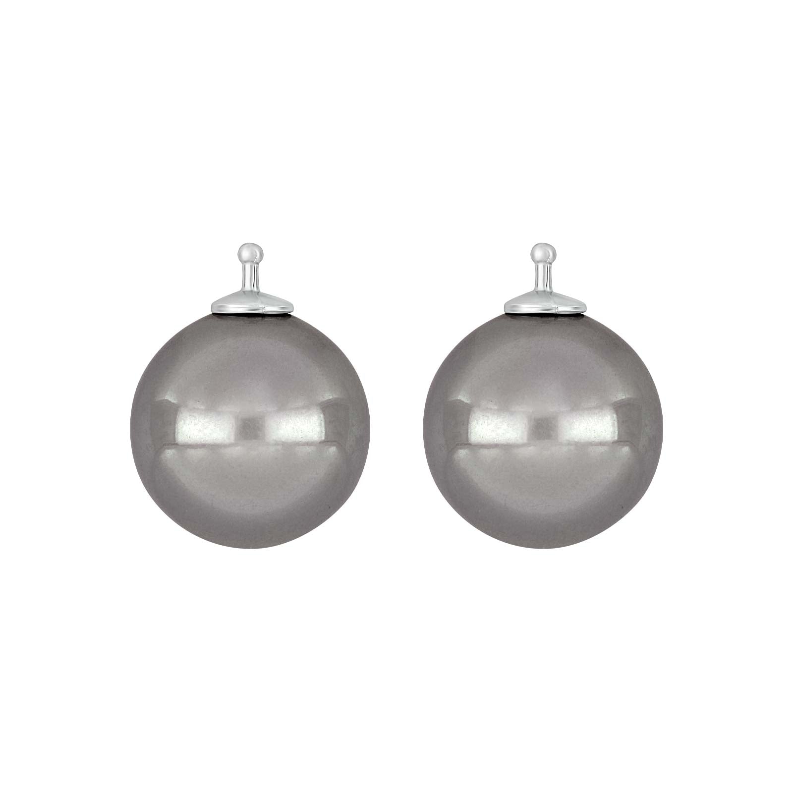 Eleganter Heide Heinzendorff Mallorca System-Anhänger für Ohrringe aus rhodiniertem Silber mit grauen Perlen, 14 x 14 mm