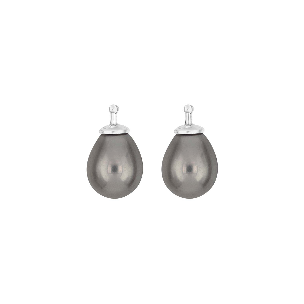 Elegante Heide Heinzendorff Mallorca-Tropfenohrringe aus Silber mit dunkelgrauen Perlen in der Größe 8 × 10 mm
