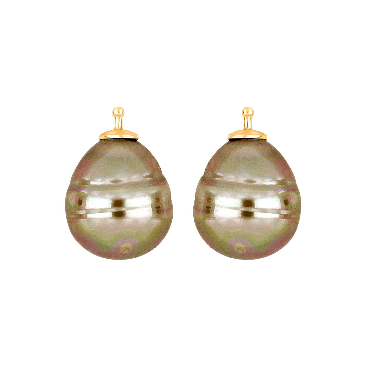 Elegante Heide Heinzendorff Mallorca Ohrringe aus vergoldetem Silber mit graugrünen Barockperlen, 13 × 16 mm – ein stilvolles und zeitloses Schmuckstück vom Schmuckzentrum.