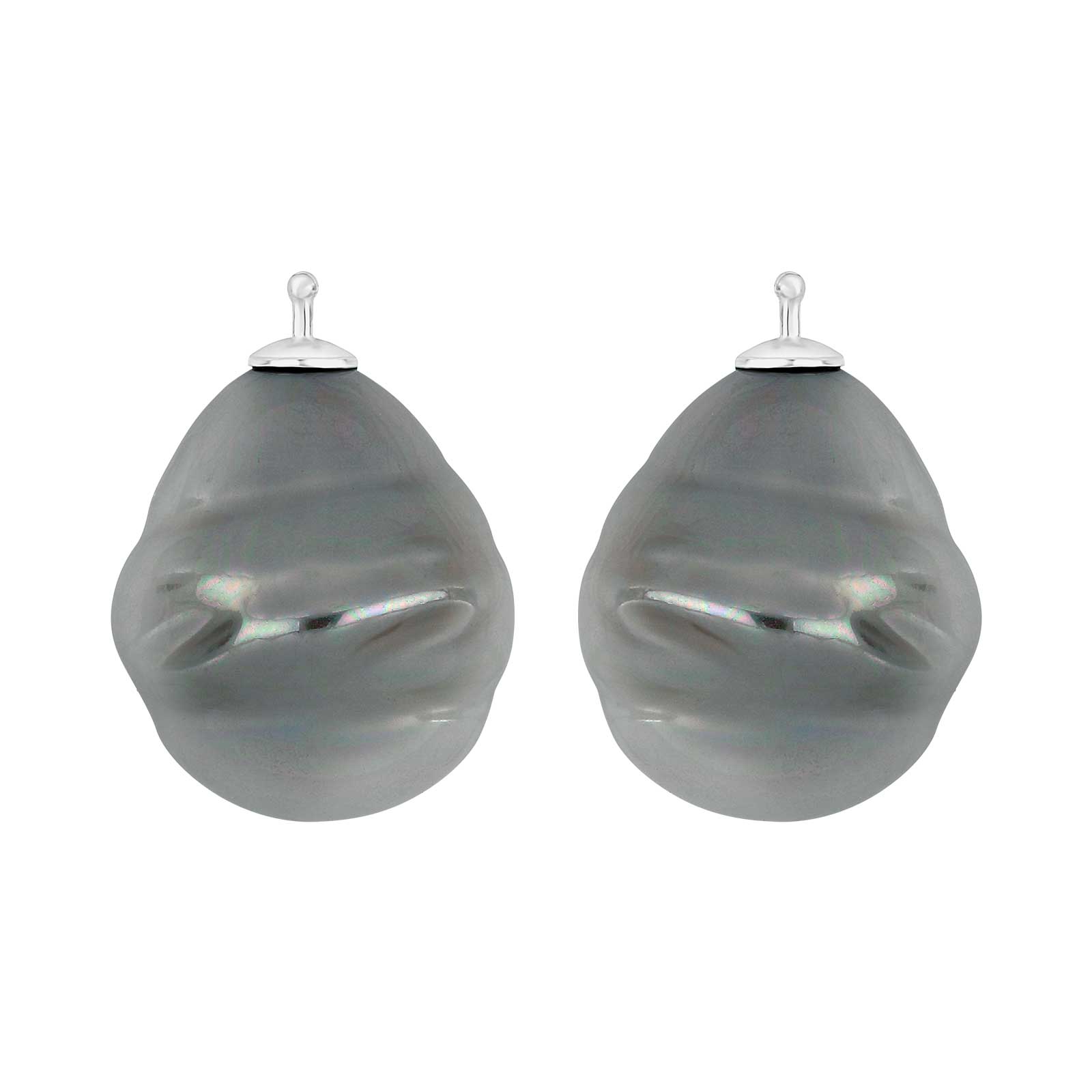Elegante Heide-Heinzendorff-Mallorca-Ohrringe aus rhodiniertem Silber mit weißer Barockperle, Maße 17 × 20 mm