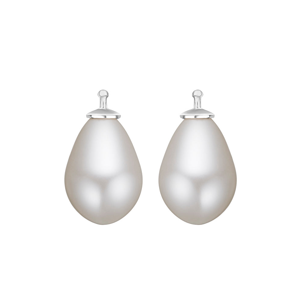 Elegante Heide-Heinzendorff-Ohrringe aus Silber mit stilvollen, tropfenförmigen weißen synthetischen Perlen in Farbe 07, 17 × 12 mm