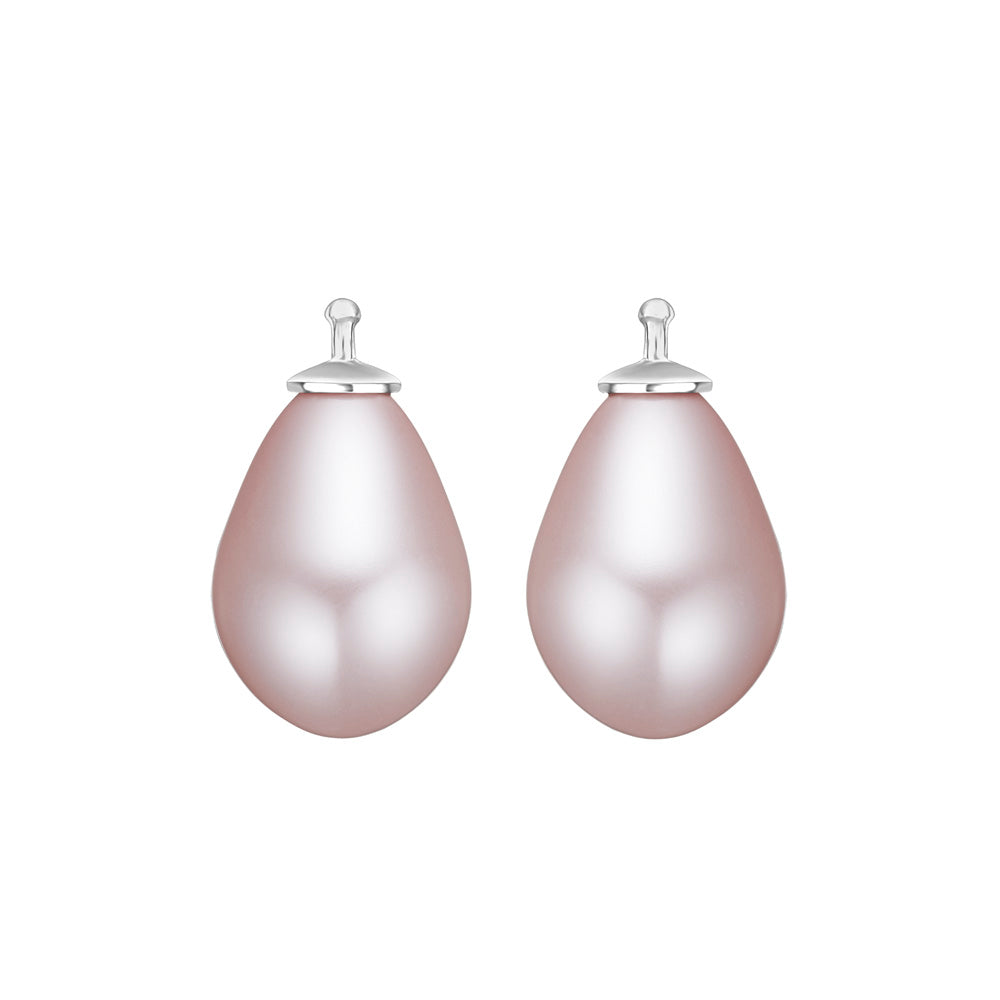 Elegante Heide Heinzendorff Ohrringe in Silber, Farbvariante 11, mit zartrosa synthetischen Perlen.