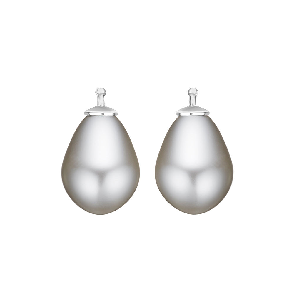 Elegante Heide-Heinzendorff-Ohrringe aus Silber in der Farbvariante 93 mit stilvollen, tropfenförmigen weißen Perlen, 17 × 12 mm