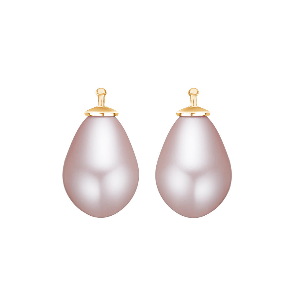 Elegante Heide-Heinzendorff-Ohrringe aus vergoldetem Silber mit tropfenförmigen, rosa- und lavendelfarbenen synthetischen Perlen in Farbe 11.