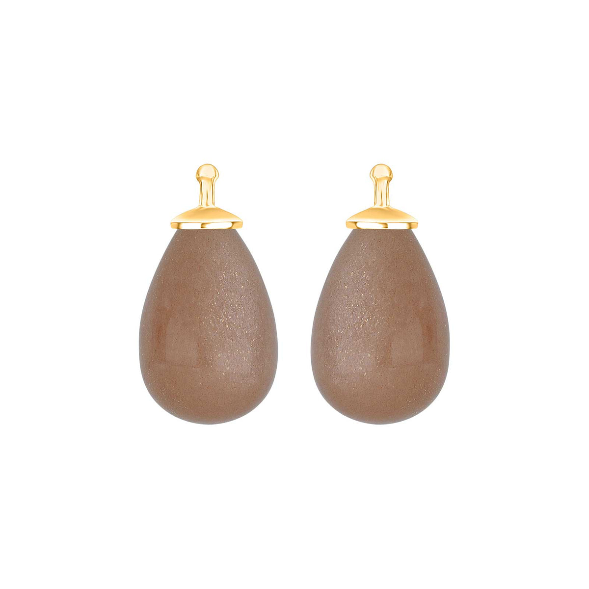 Elegante Heide Heinzendorff Chokolade-Tropfenohrringe aus 8-karätigem Gold mit schimmerndem Mondstein.