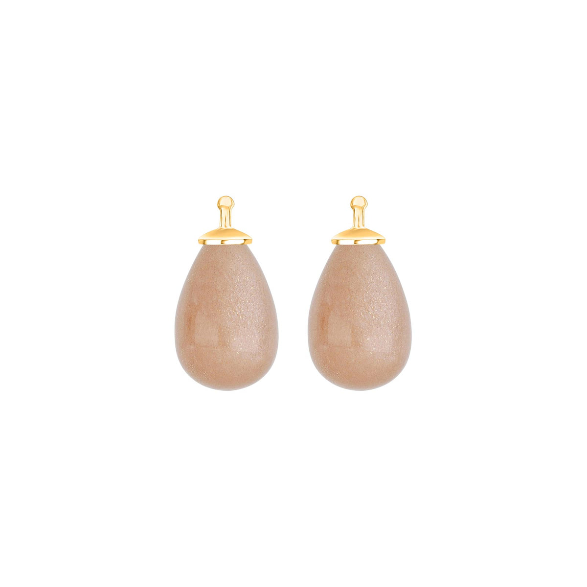 Elegante Heide-Heinzendorff-Tropfenohrringe aus 14 Karat Gold mit orangefarbenem Mondstein, 11 x 16 mm.