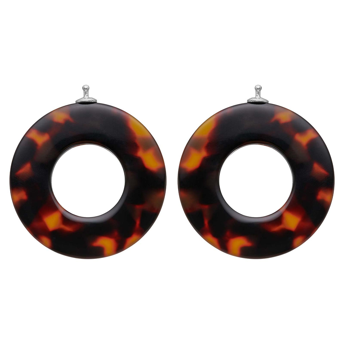 Eleganter Heide Heinzendorff Acetat-Anhänger in Silber mit stilvollem braunem und bernsteinfarbenem Schildpatt-Look für Ohrringe