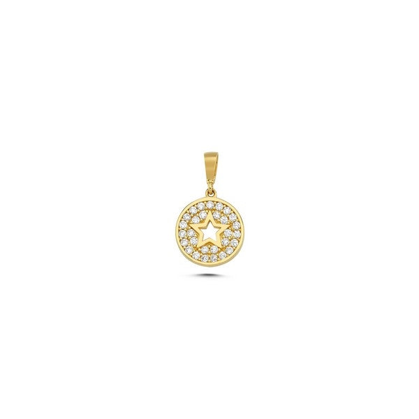 MELFIA Vedhæng cirkel stjerne med zirkonia 14kt. Guld