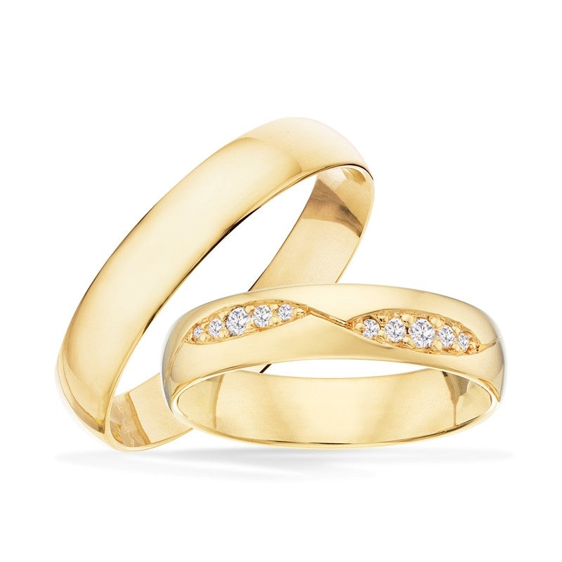 Vielsesringe i guld med hjerte og brillanter fra Scrouples – 4,5 mm