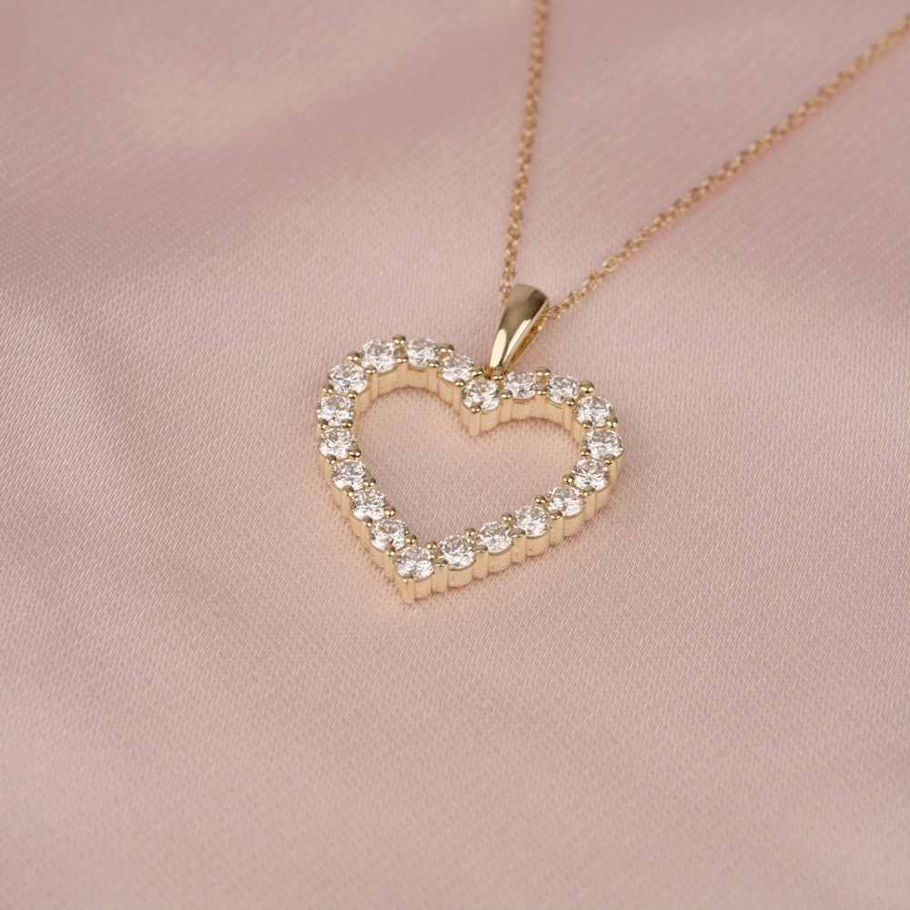Siersbøl LUXURY hjertehalskæde i hvidguld med lab grown diamant, detalje