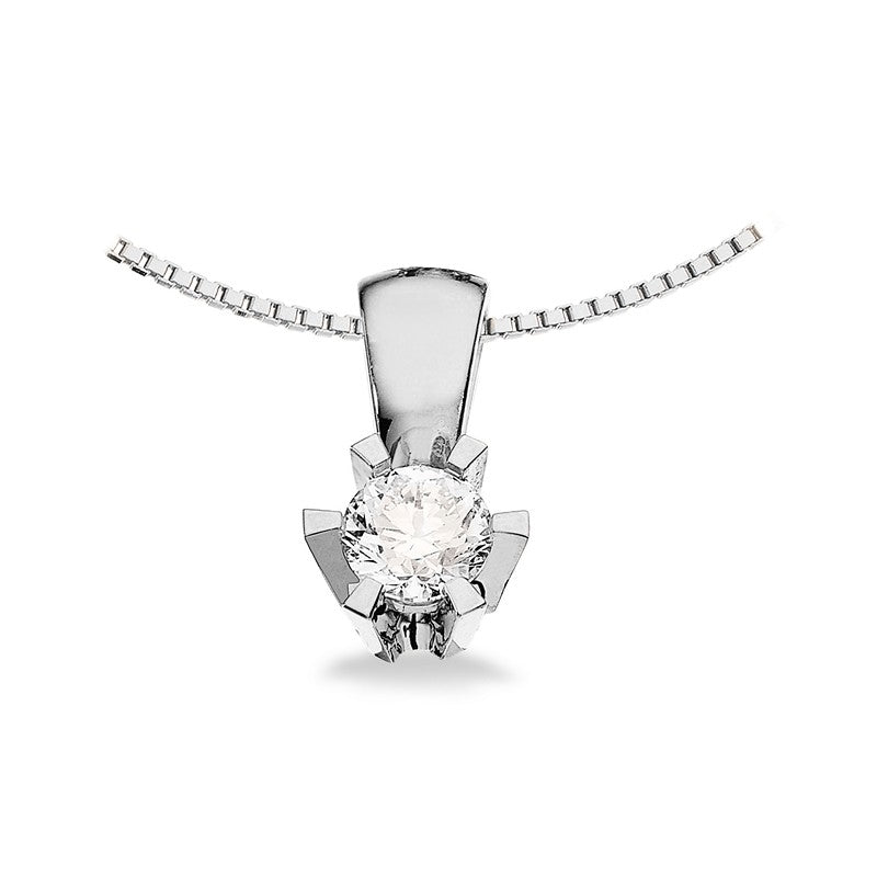 Prinzessin-Anhänger in 14kt. Weißgold mit 0,03ct.-0,46ct. Diamant