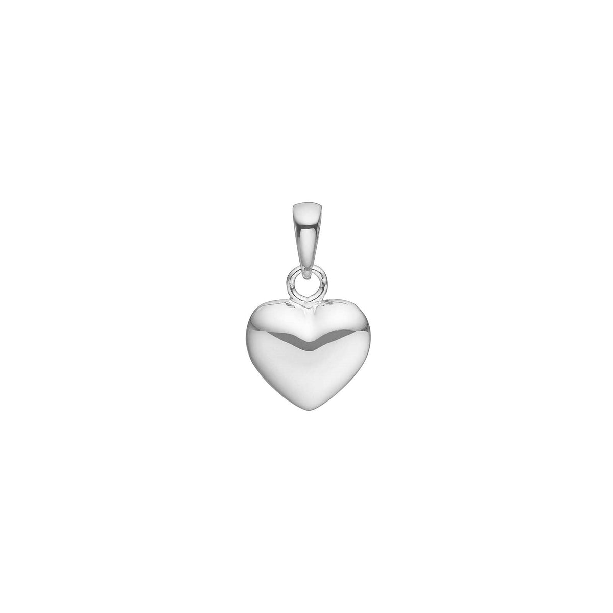 Siersbøl hjertevedhæng i rhodineret sølv med blank overflade, 17x10 mm